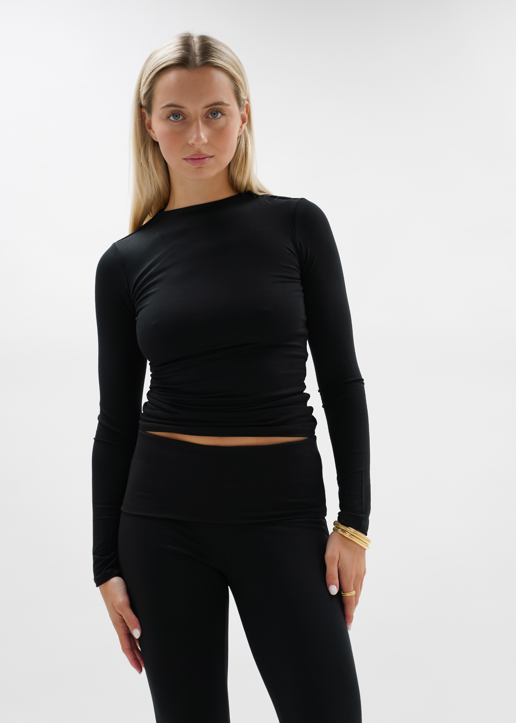 Fold-over flared pants black (tall)