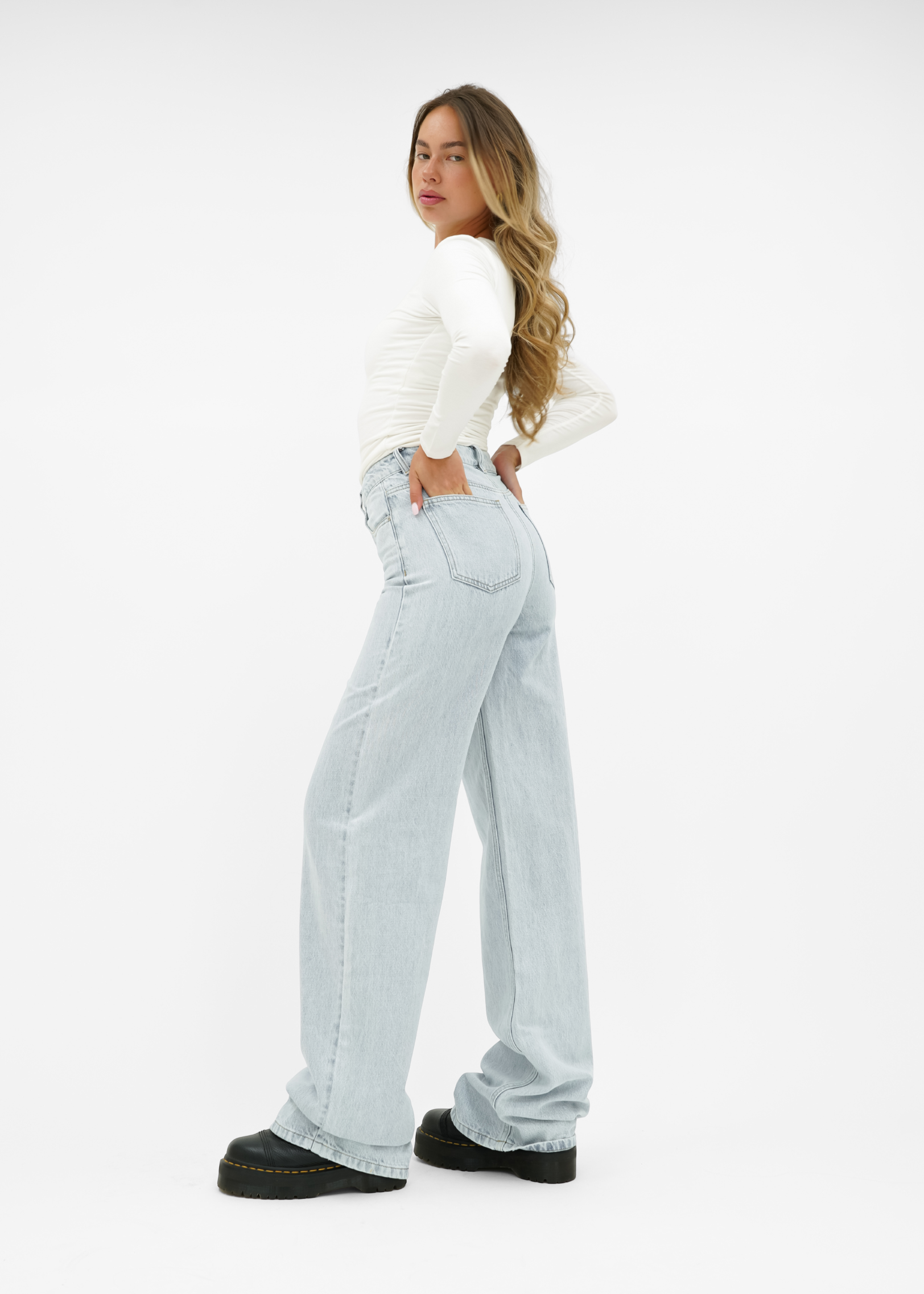 High waist super wide leg jeans light blue (tall)