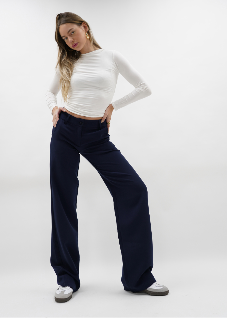 Low/mid waist straight leg pants casual night blue (REGULAR)