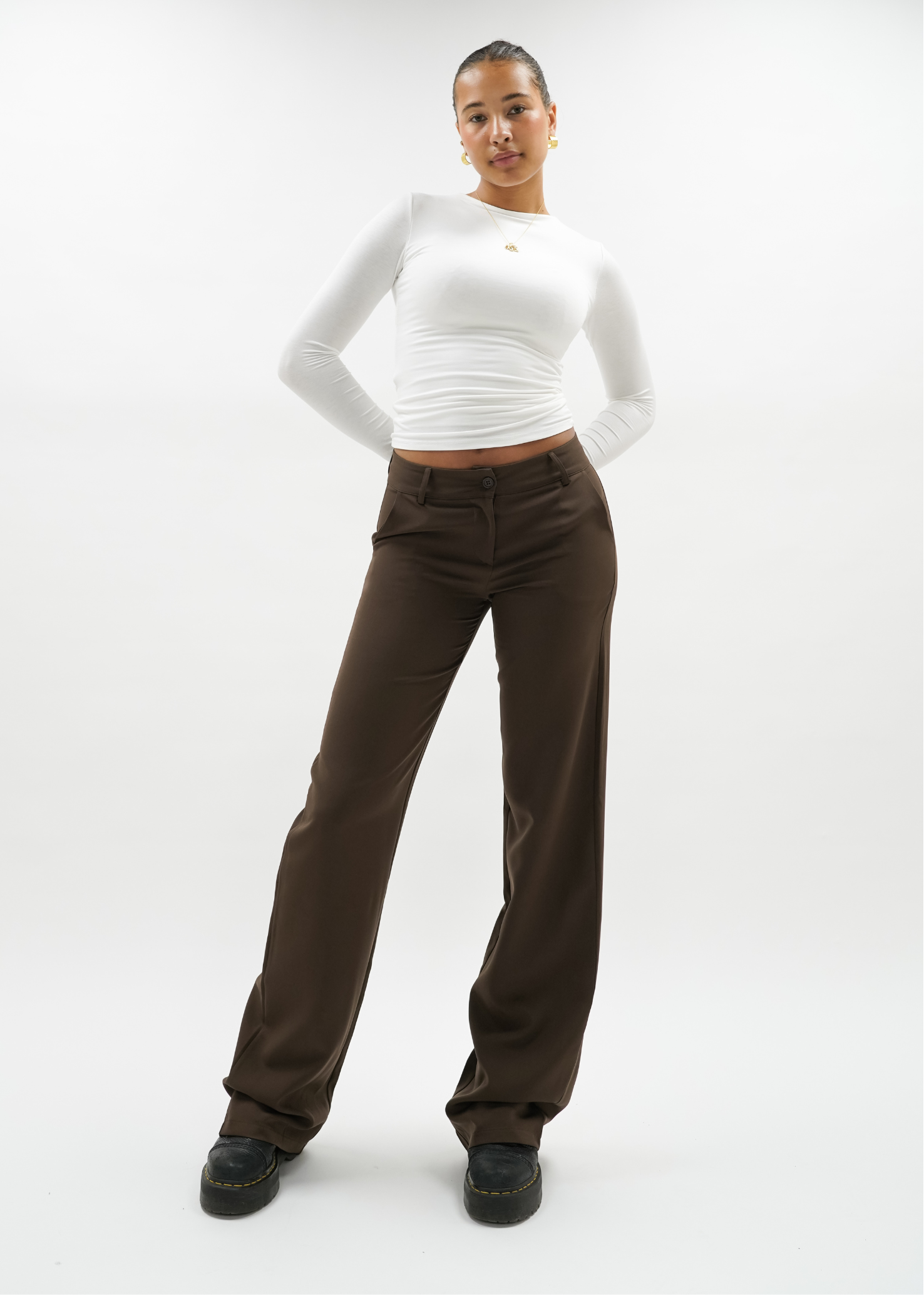 Low/mid waist pants casual chocolate brown (tall)