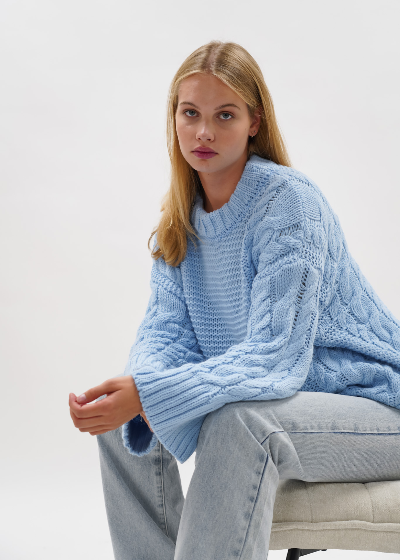 Cable knit baby blue