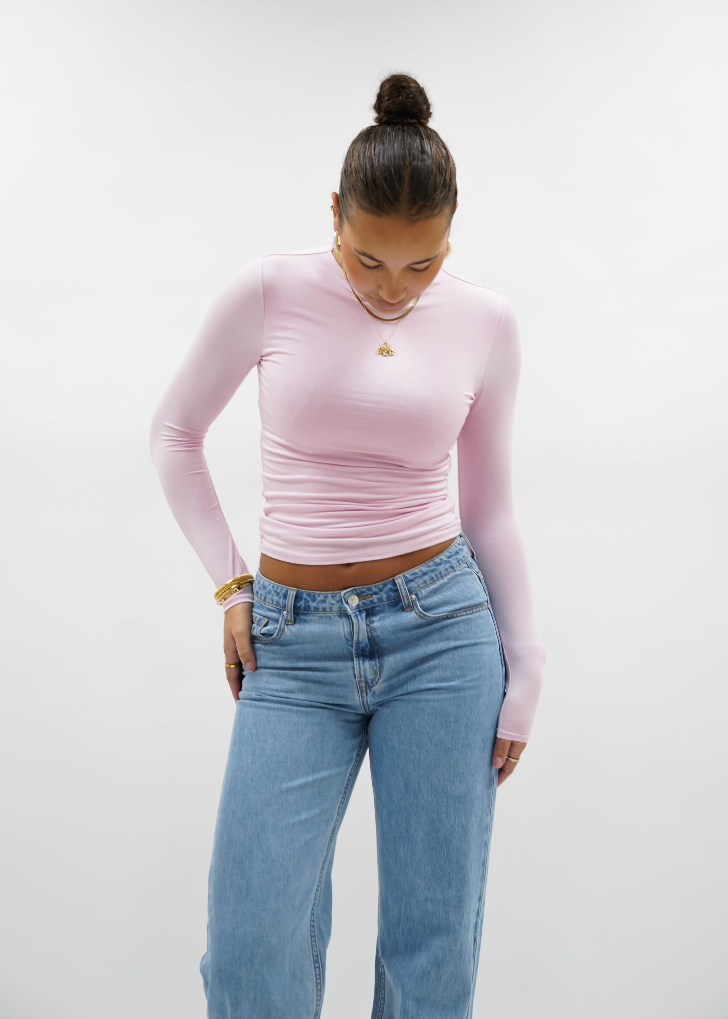 Long sleeve top long light pink (tall)