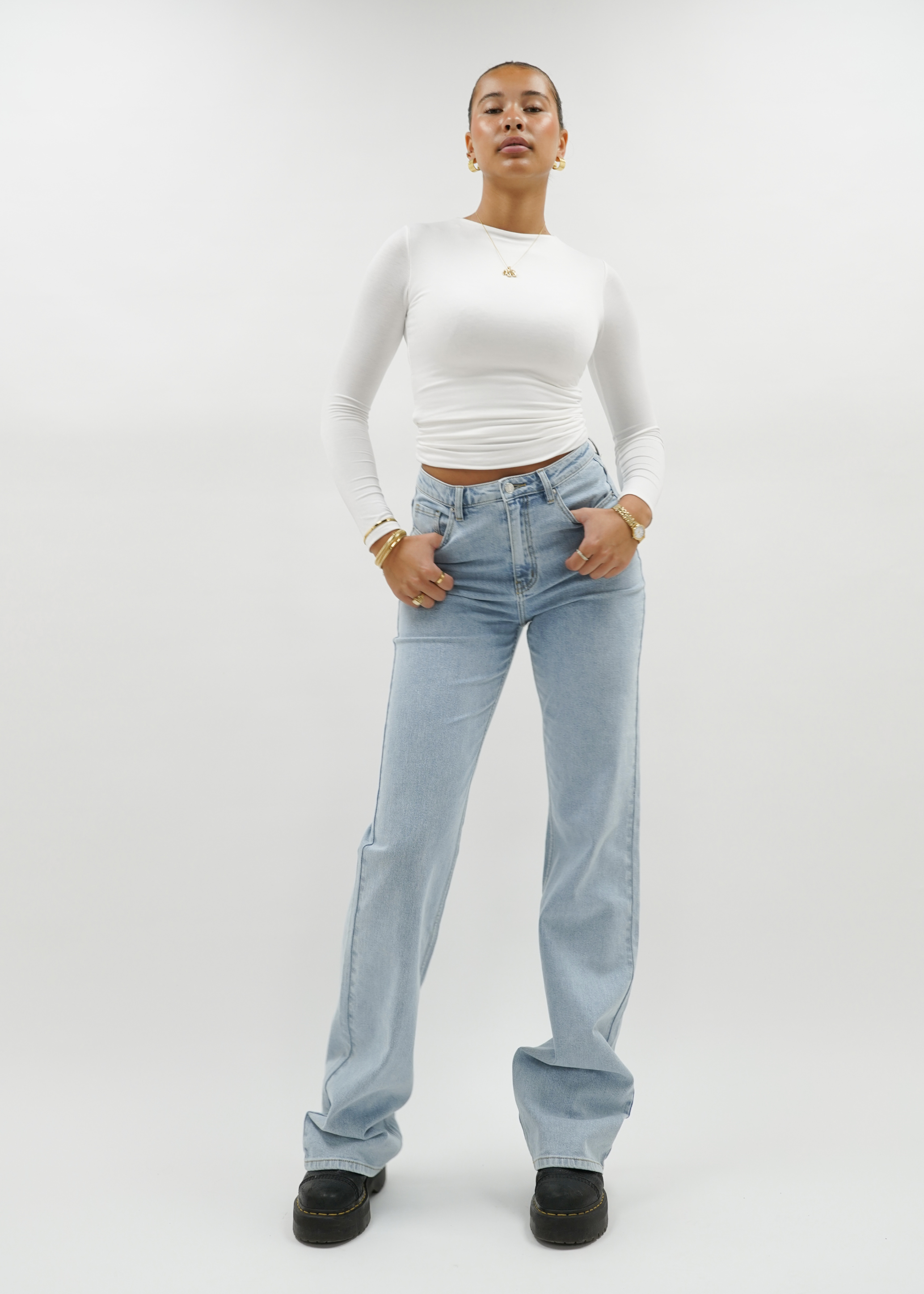 High waist wide leg jeans light blue (tall)