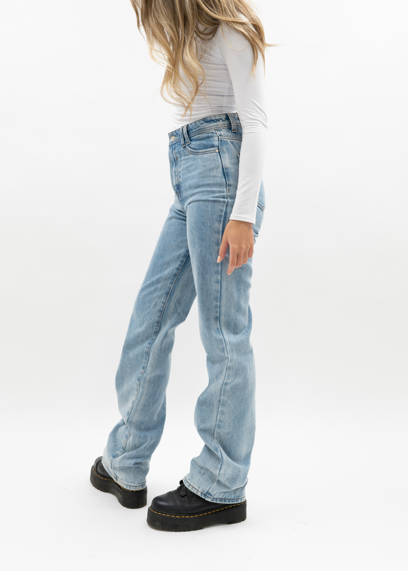 High waist straight leg jeans 90's dark blue (TALL)