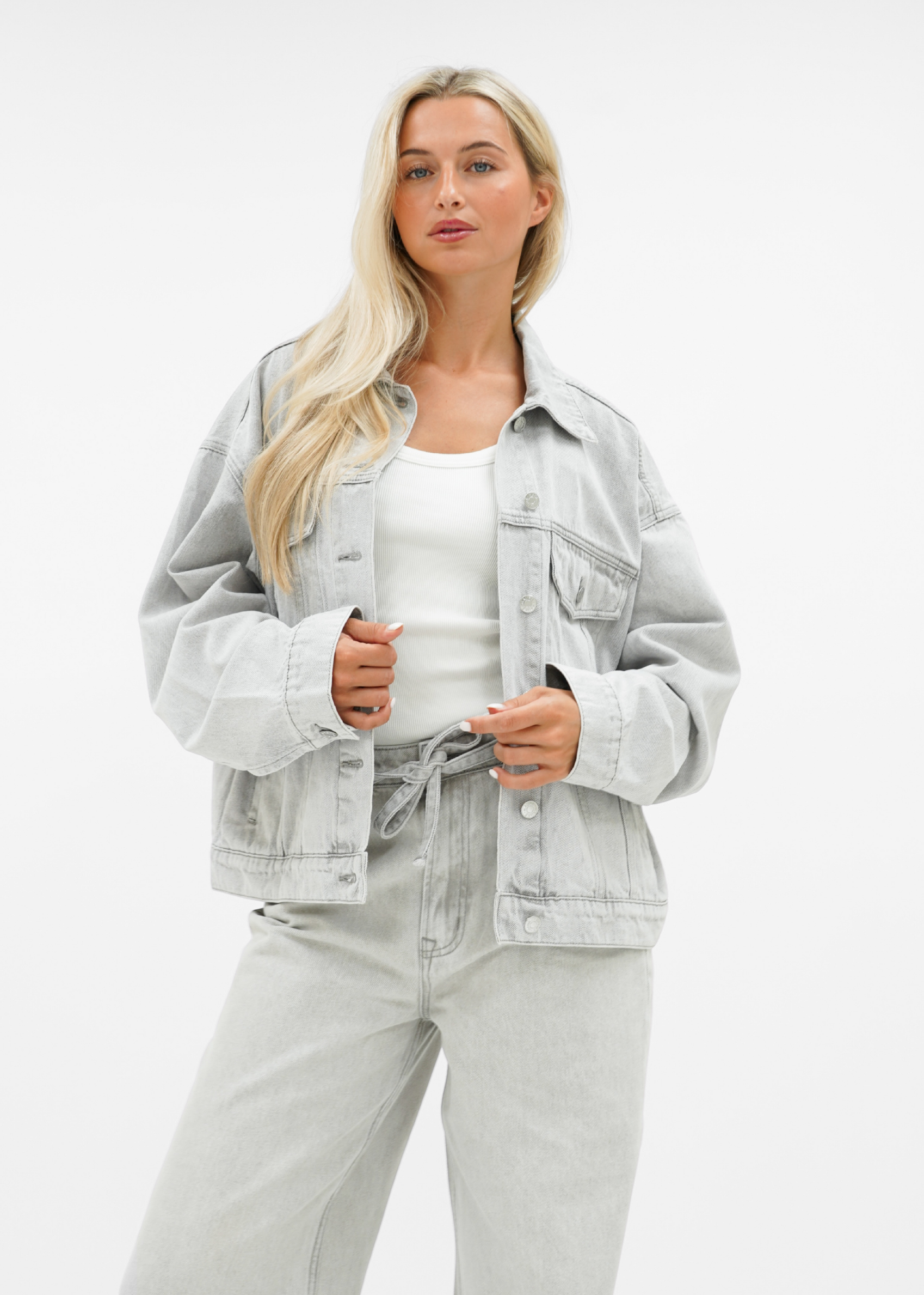 Oversized denim jacket light washed grey (tall)