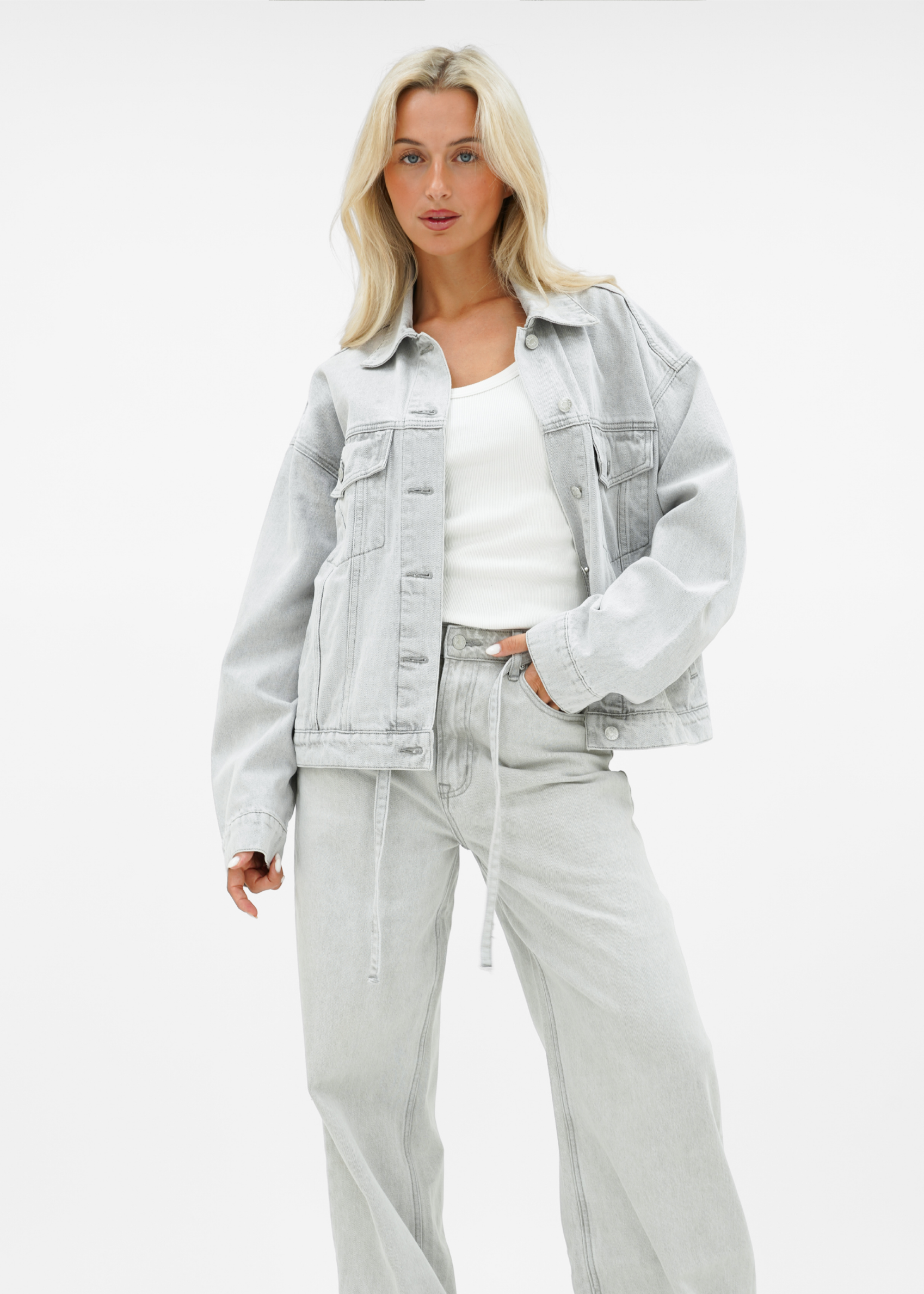 Oversized denim jacket light washed grey (tall)