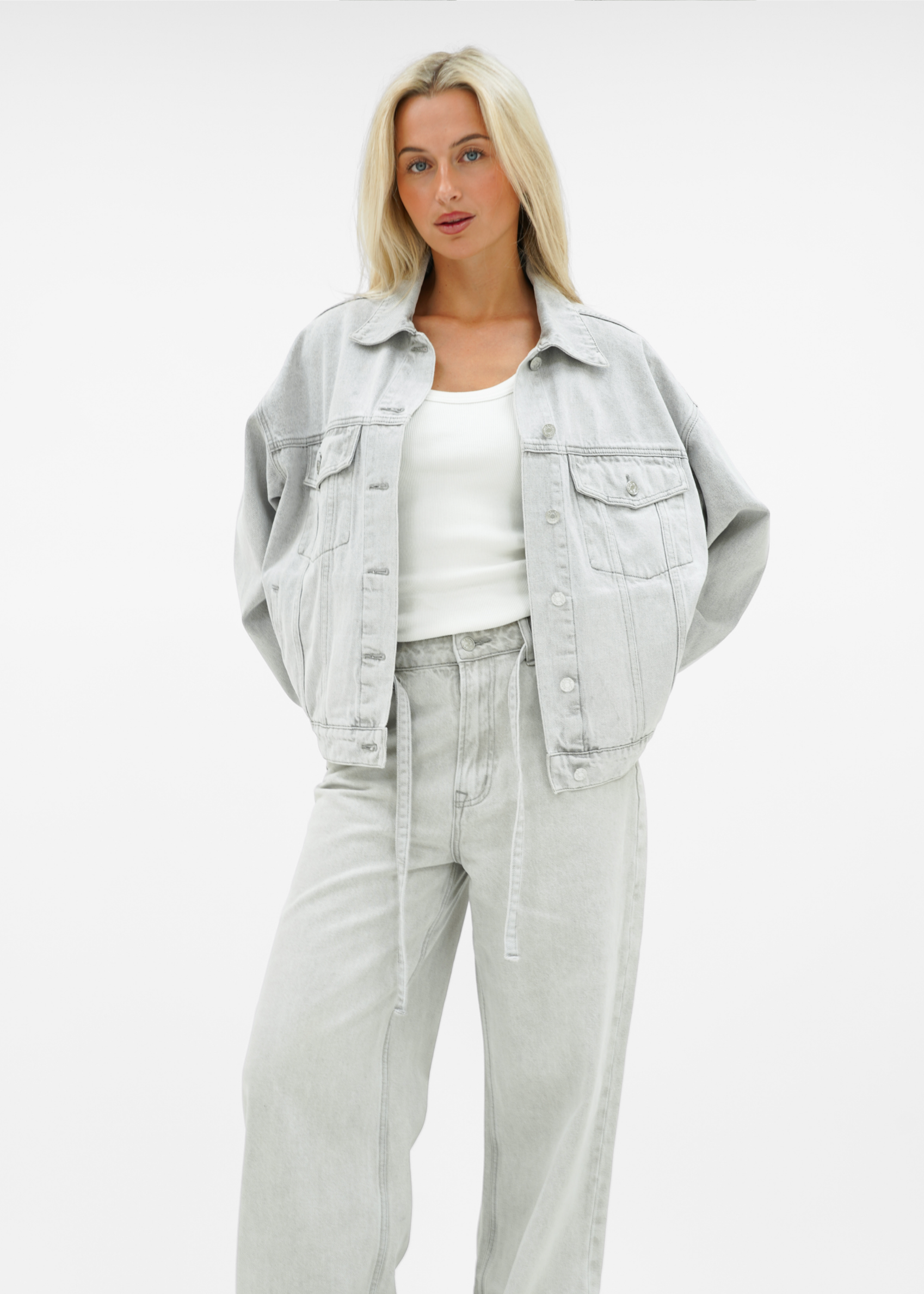 Oversized denim jacket light washed grey (tall)
