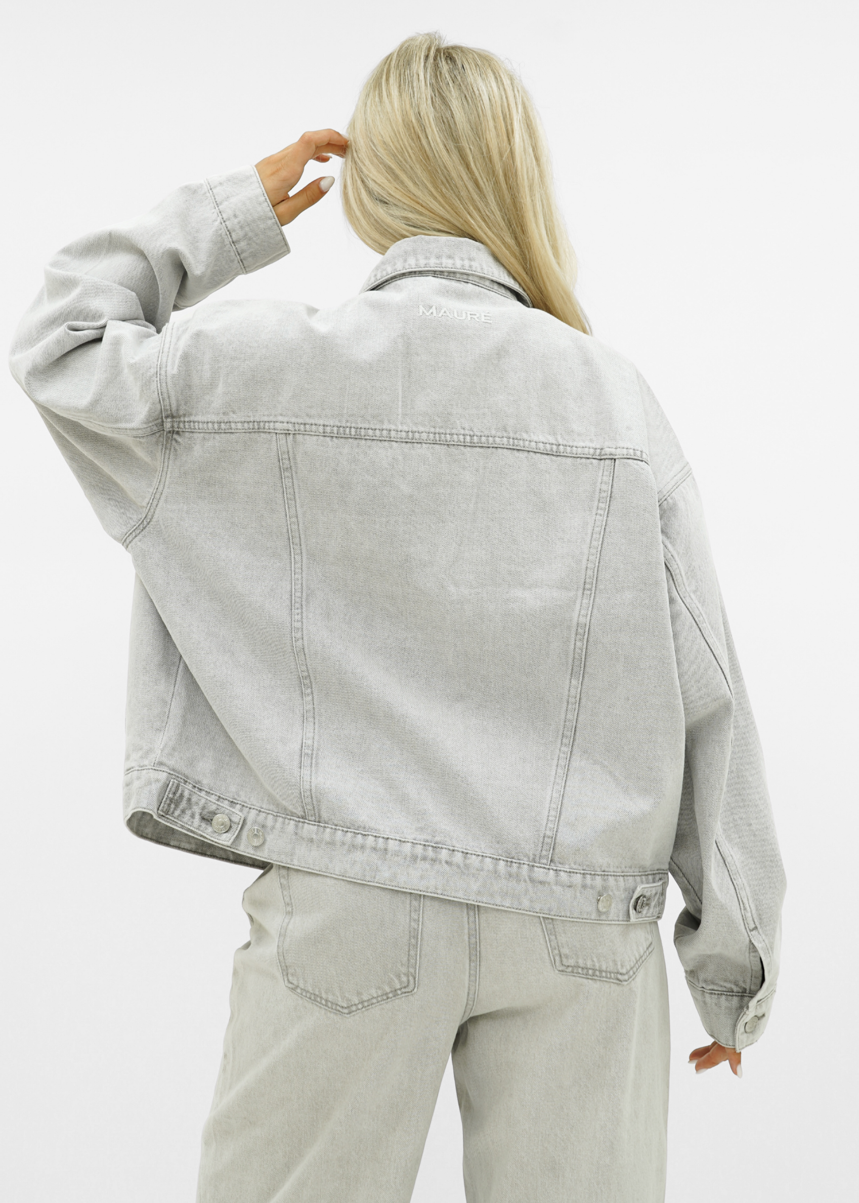 Oversized denim jacket light washed grey (tall)