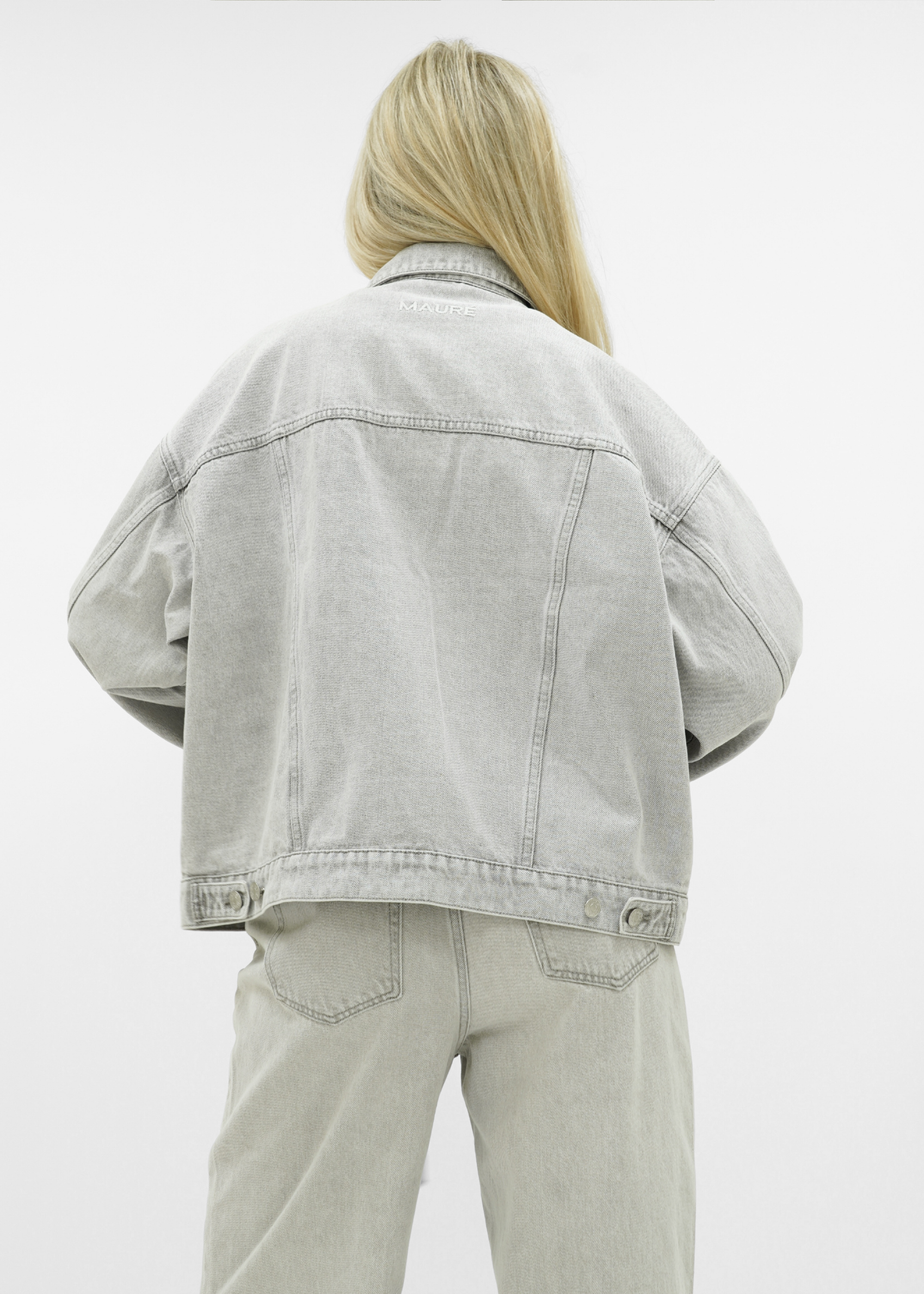 Oversized denim jacket light washed grey (tall)