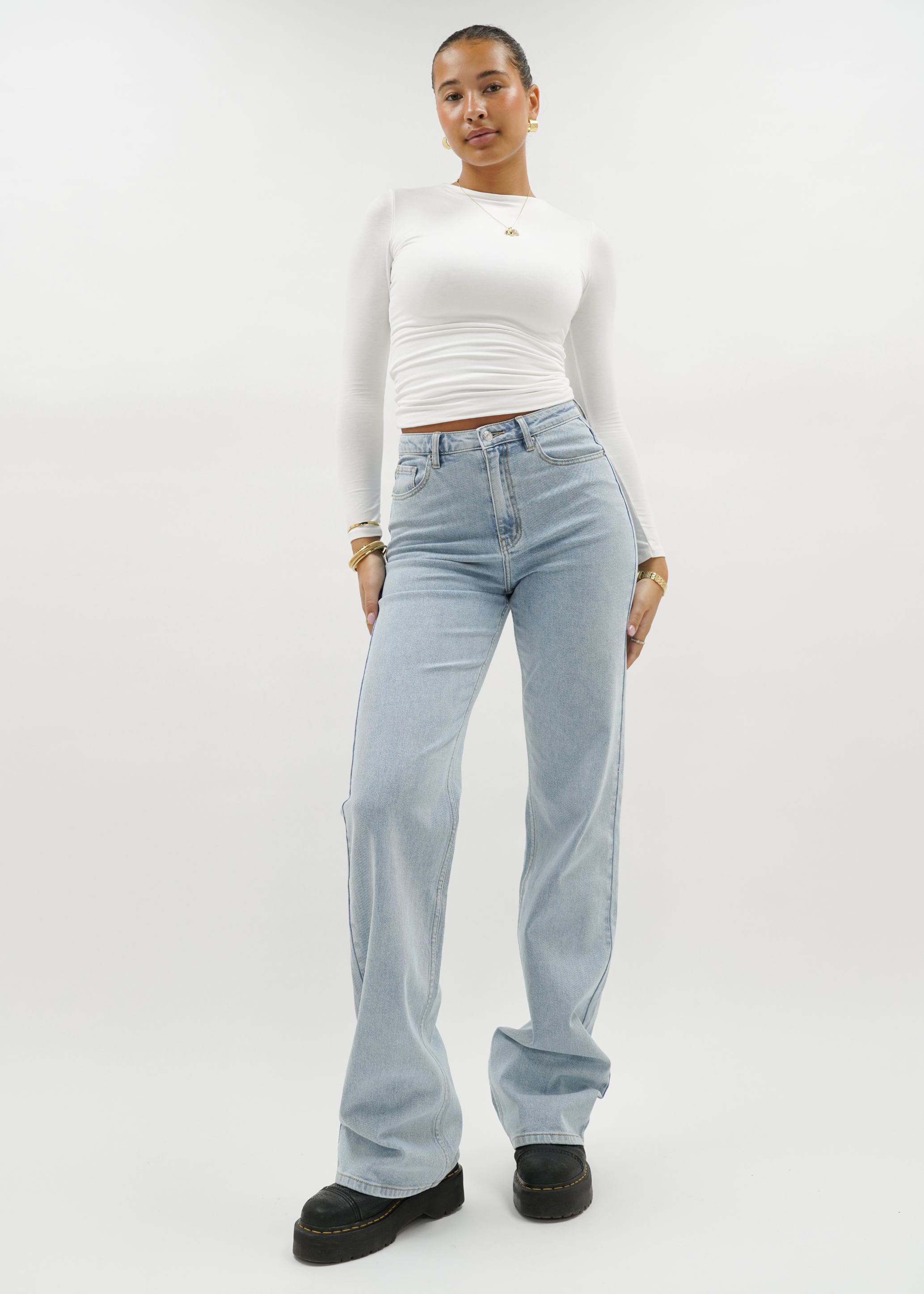 High waist wide leg jeans light blue (tall)