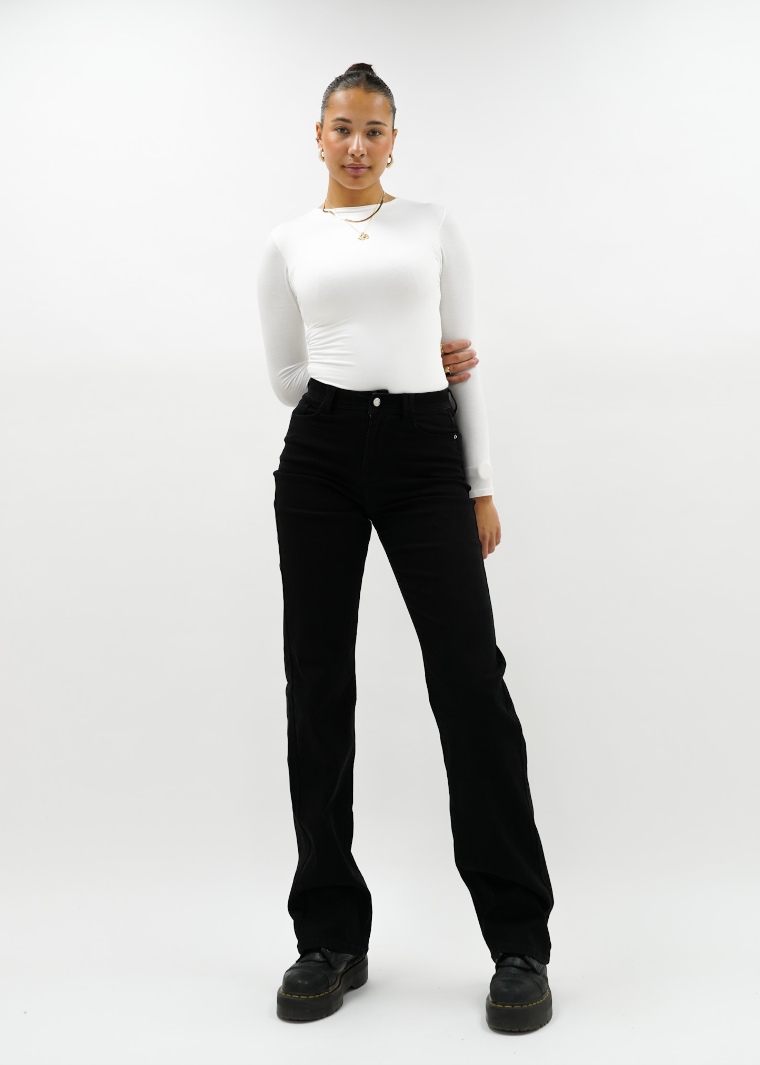 Stretch high waist straight leg jeans black (tall)