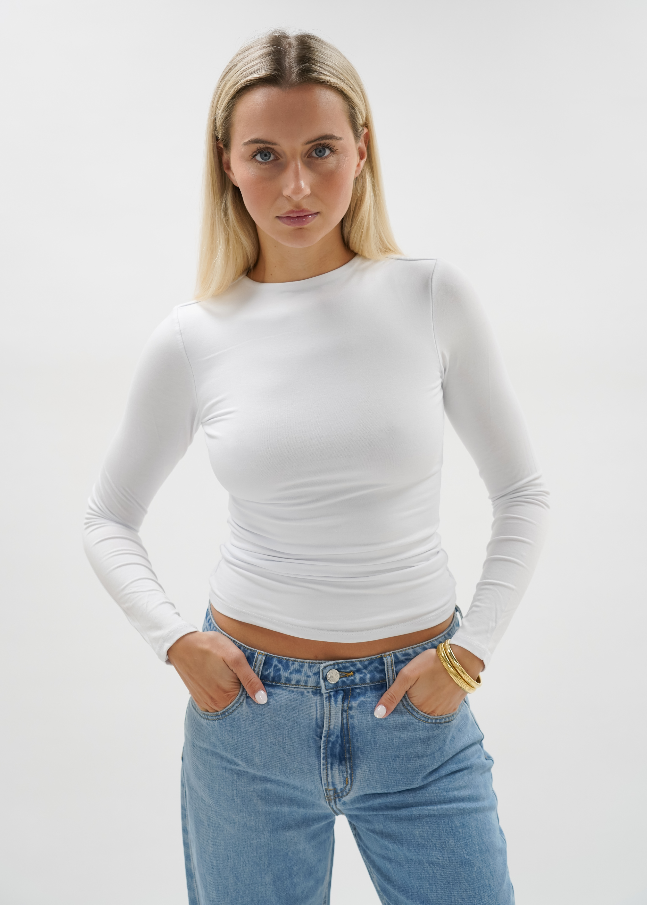 Långärmad topp lång vit