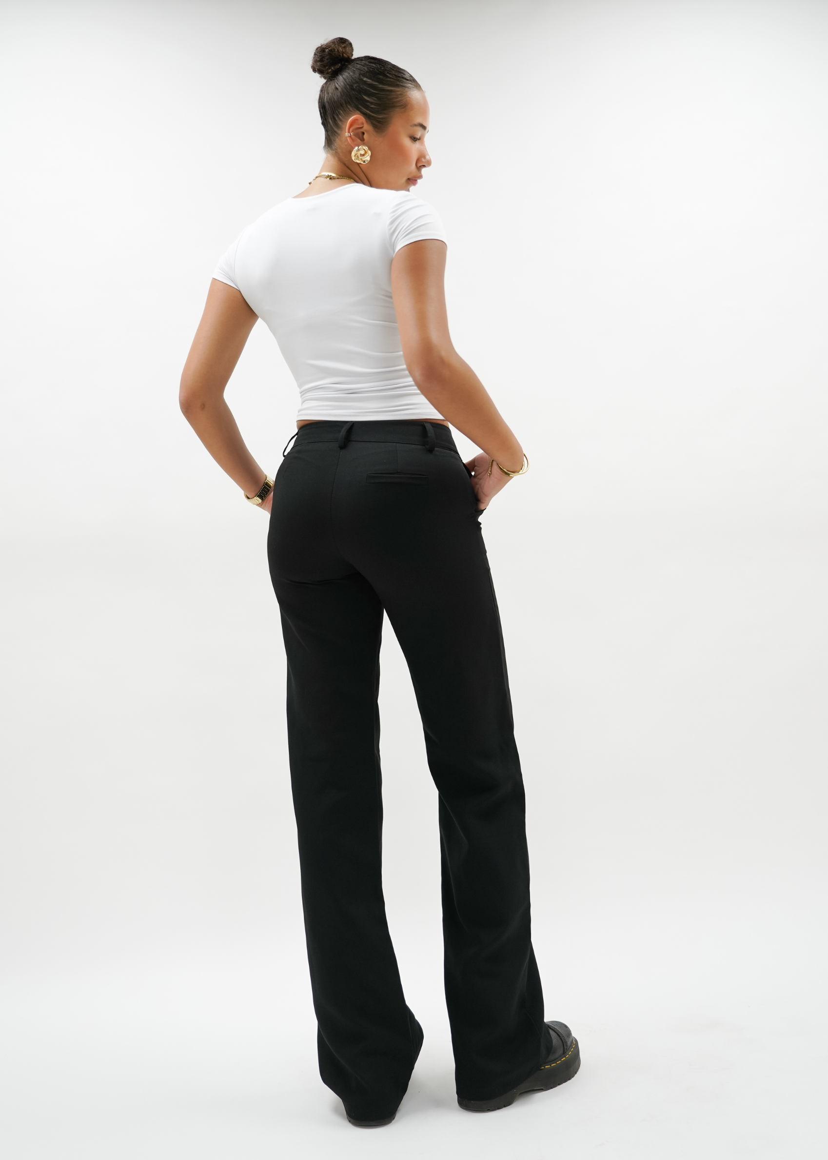 Low/mid waist pants casual black (tall)