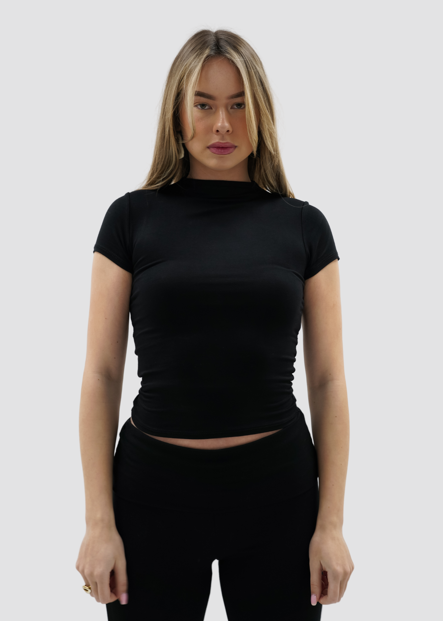 Short sleeve top long black (classy)