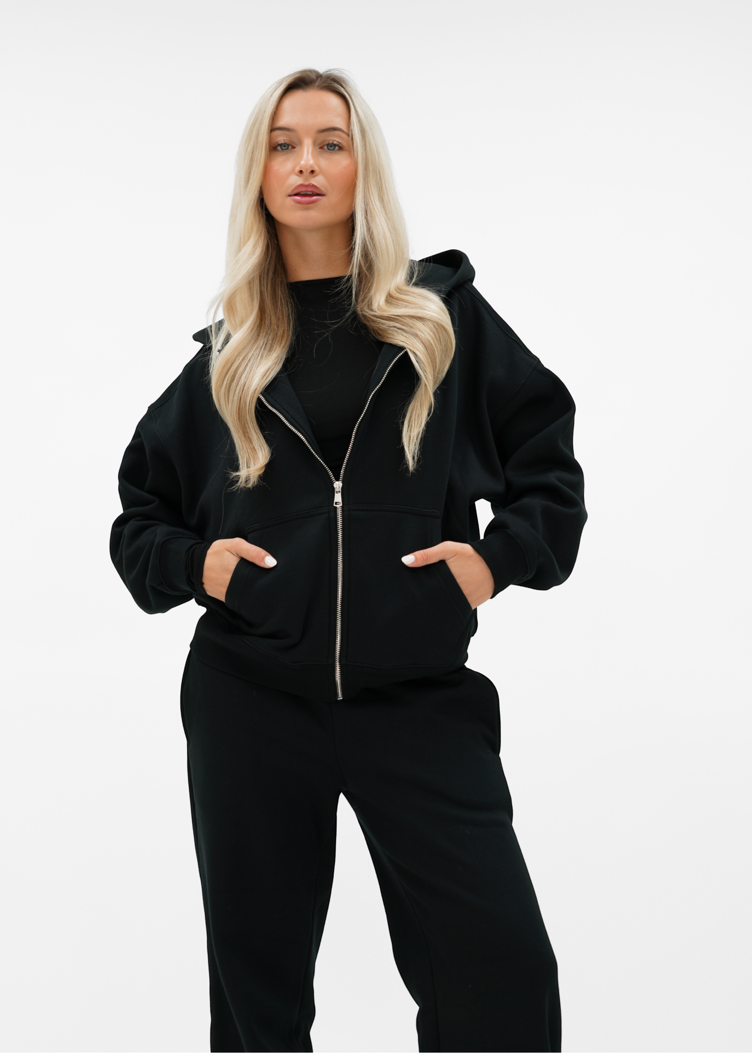 Basic zip hoodie black (tall)