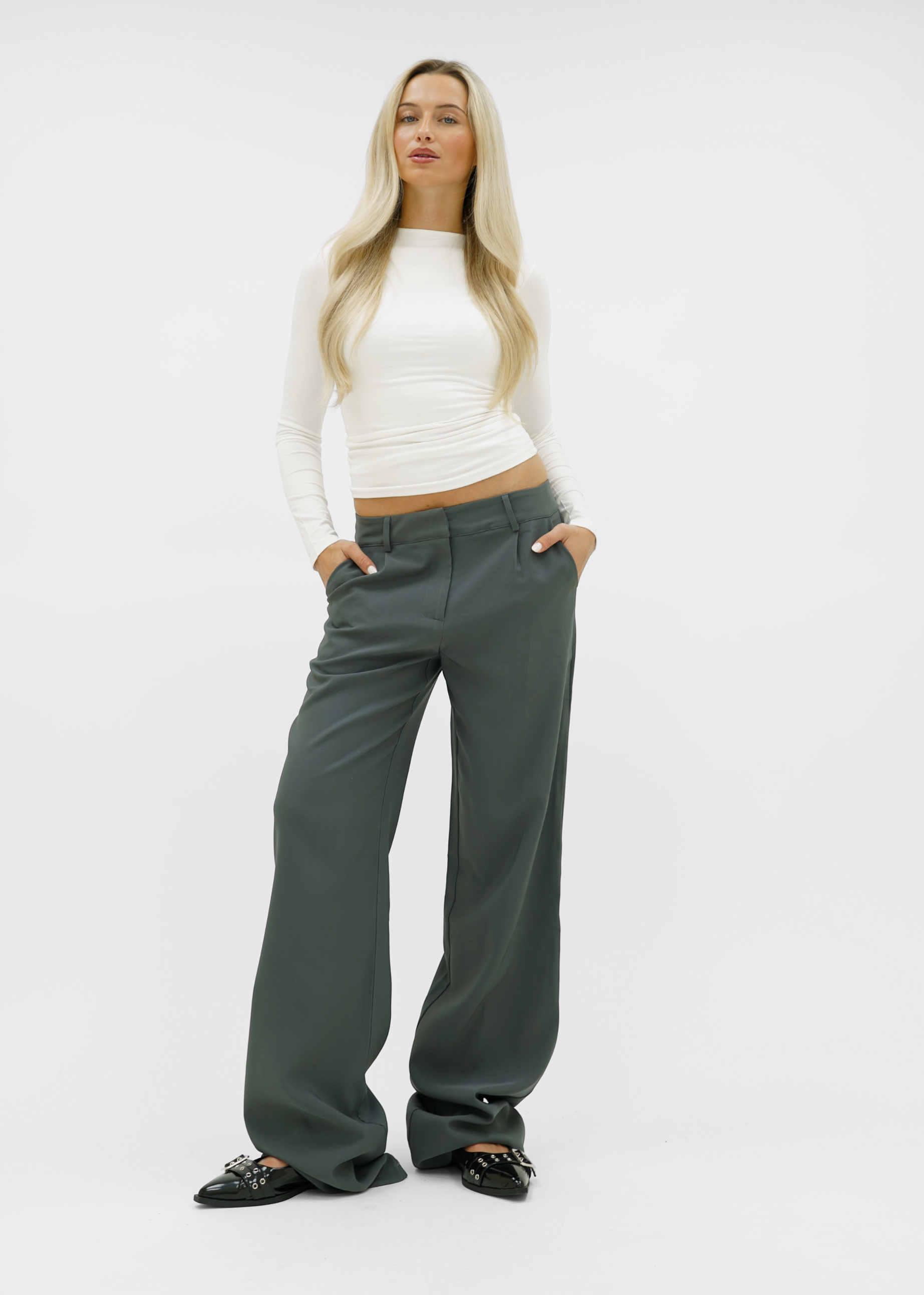 Low/mid waist wide leg pants casual charcoal (tall)