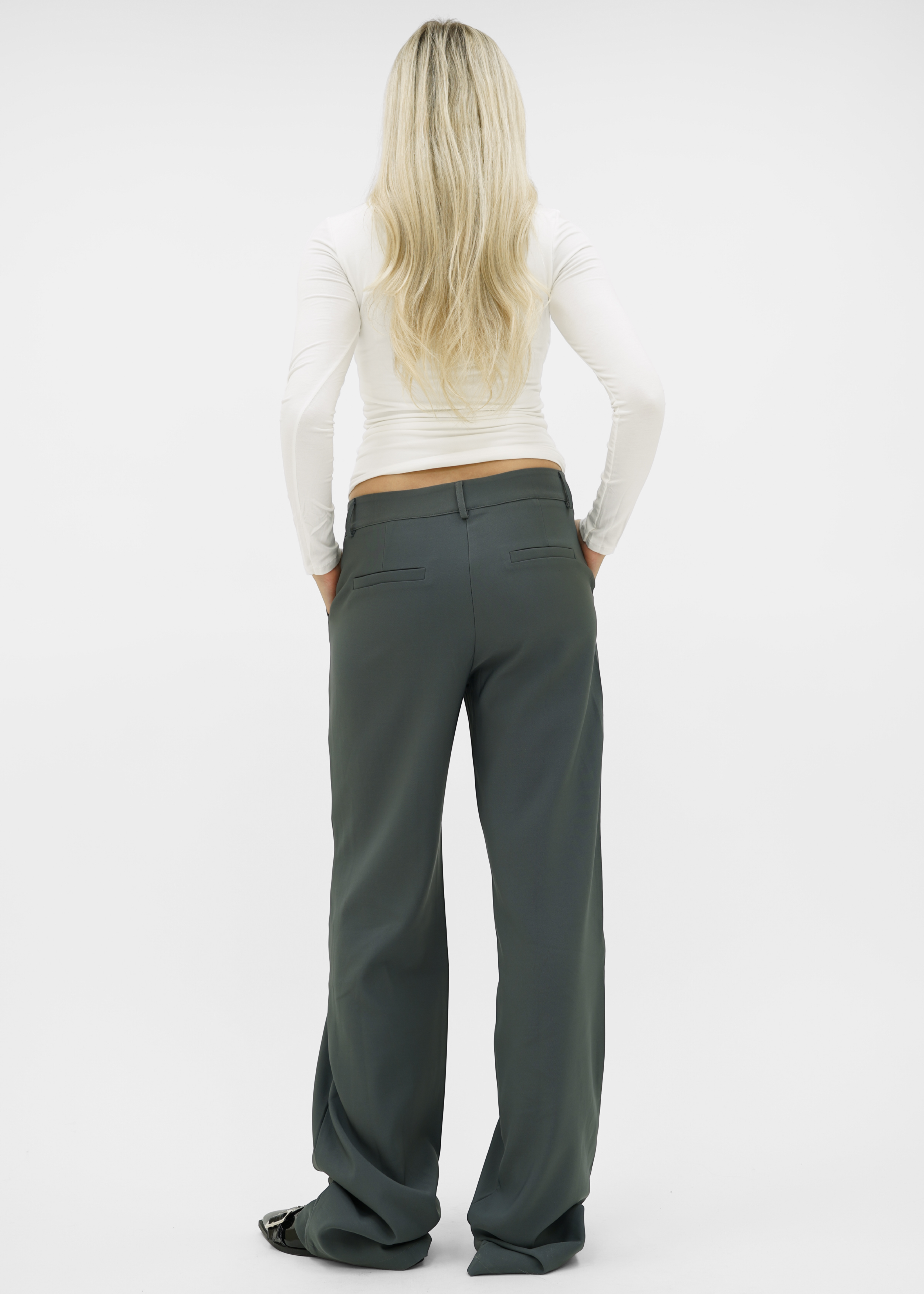 Low/mid waist wide leg pants casual charcoal (tall)