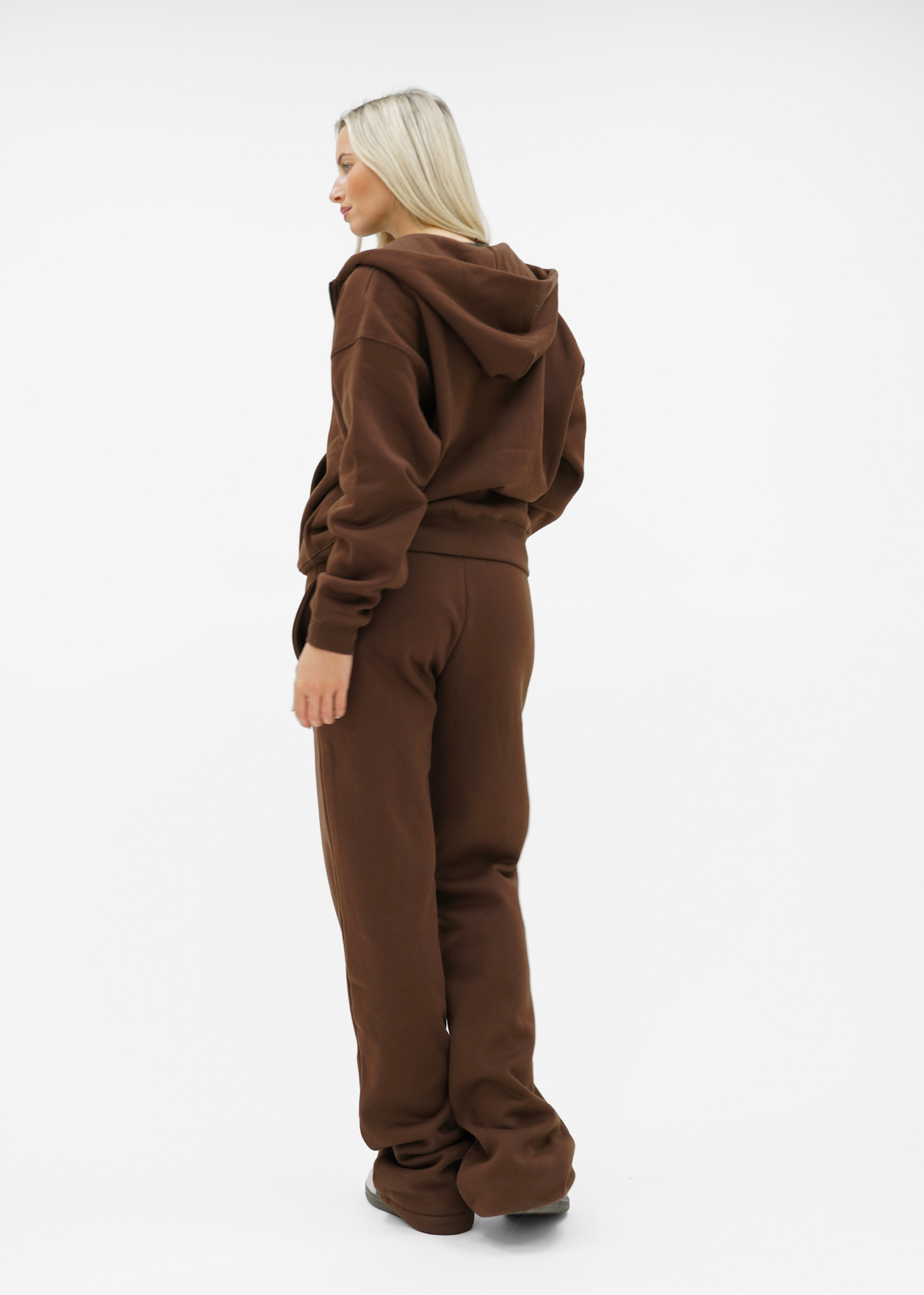 Basic zip hoodie chocolate brown (tall)
