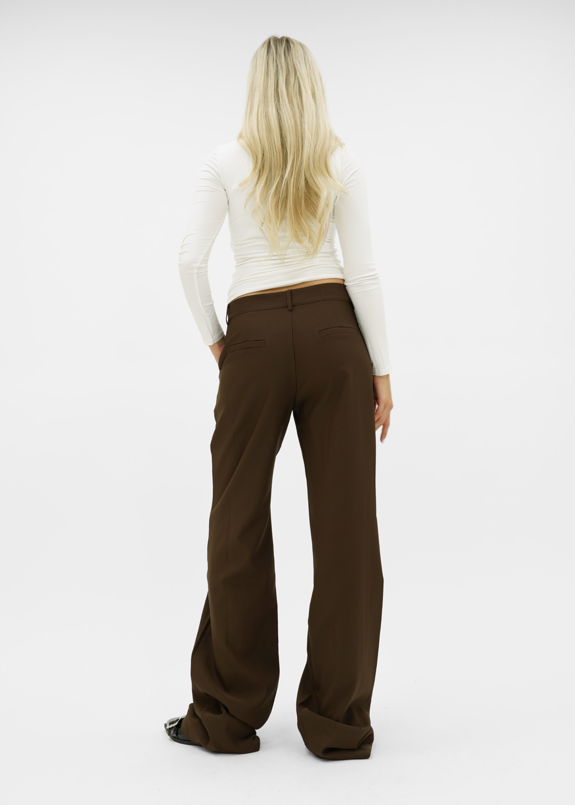 Low/mid waist wide leg pants casual chocolate brown (tall)