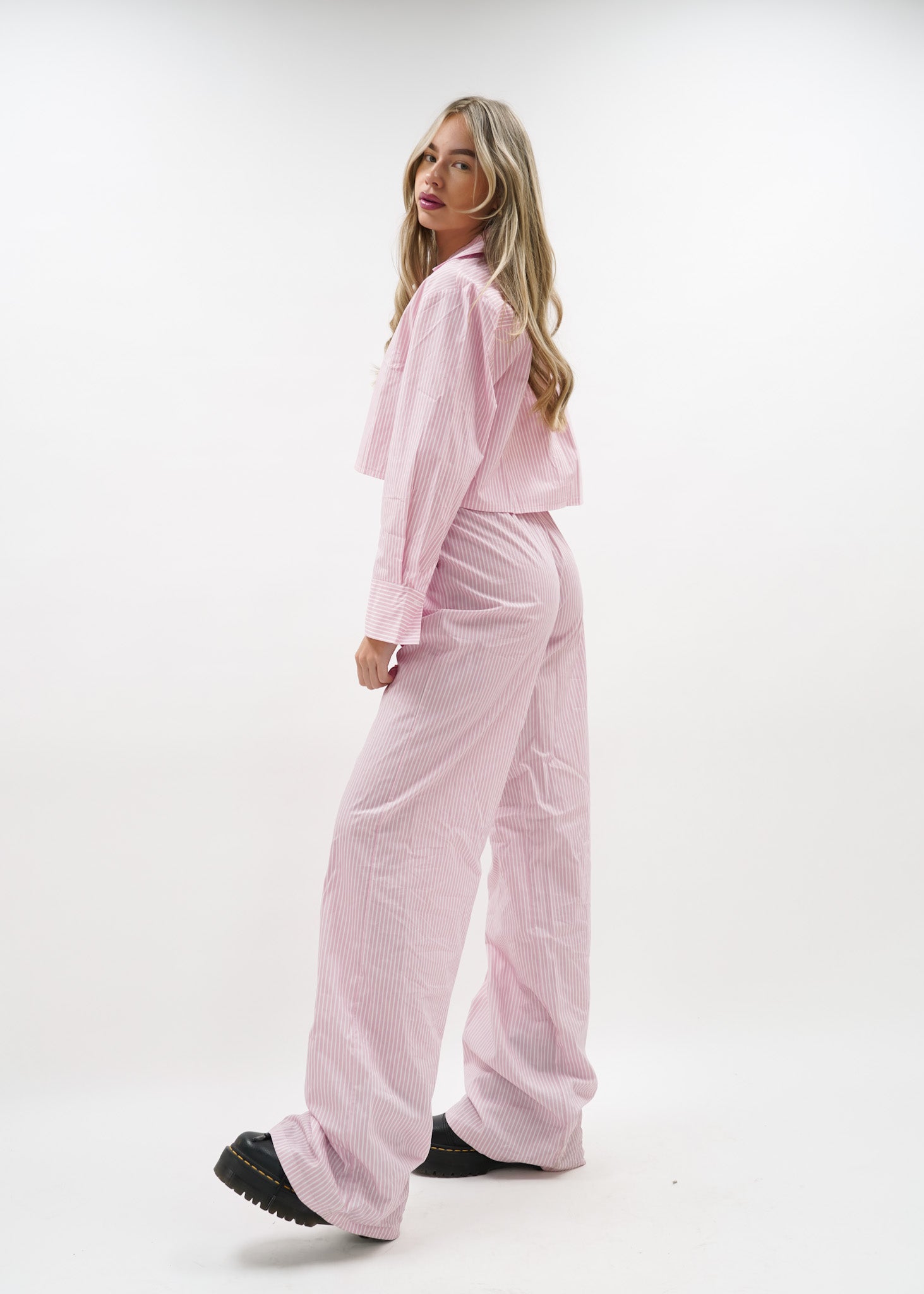 Cotton blouse striped pink/white