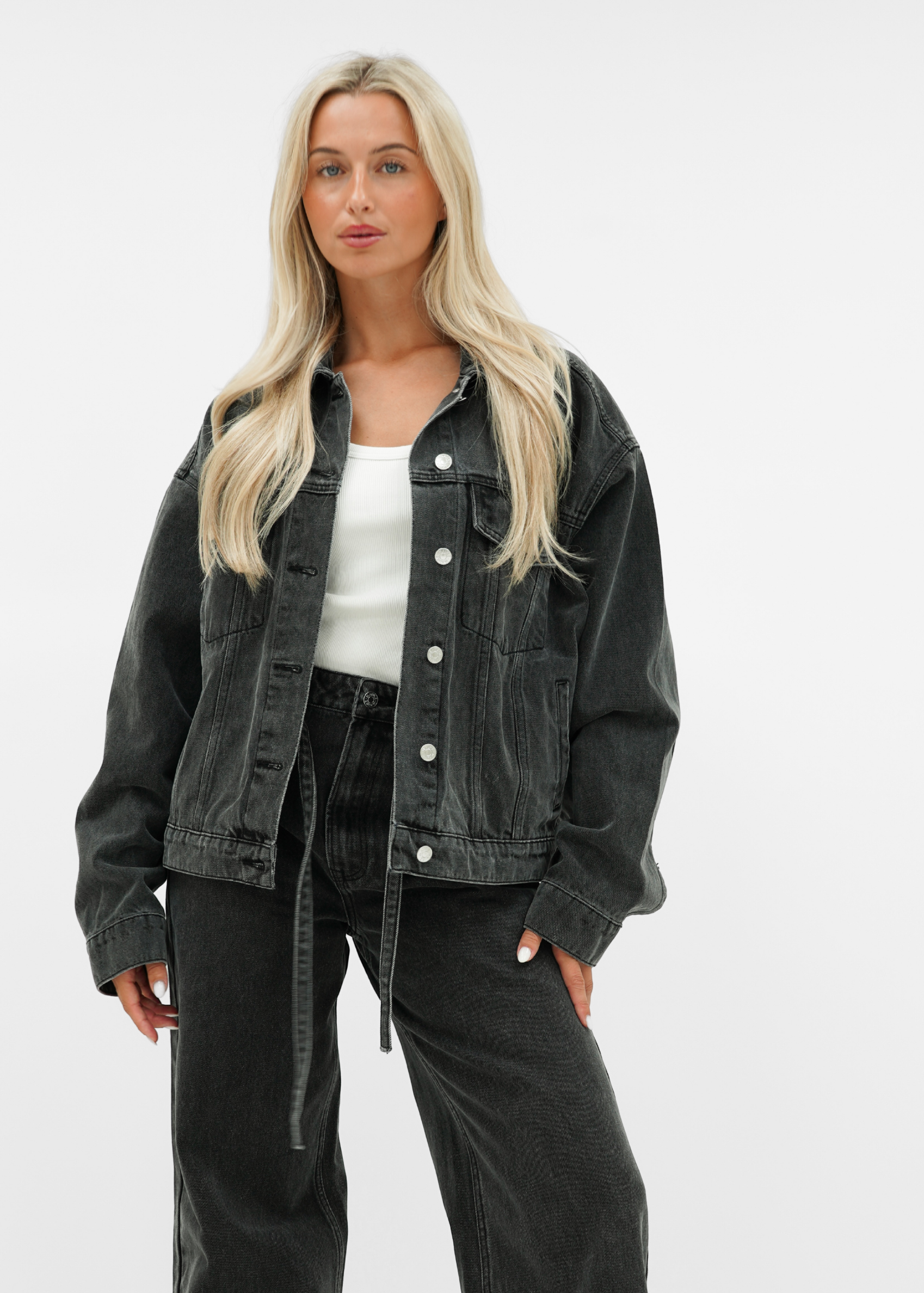 Oversized denim jacket dark washed grey (tall)