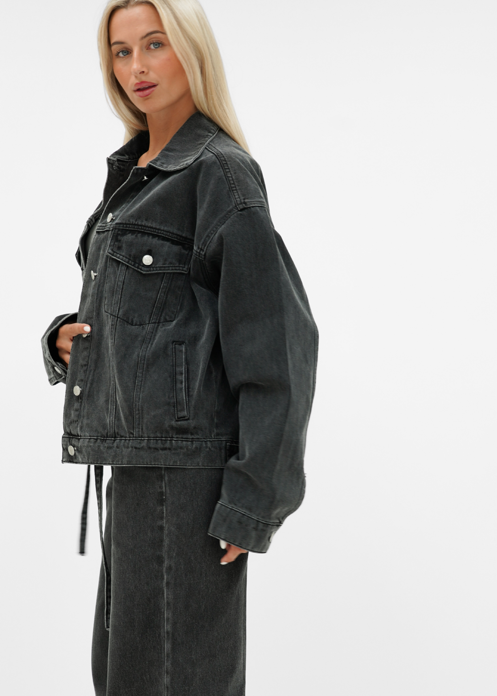 Oversized denim jacket dark washed grey (tall)