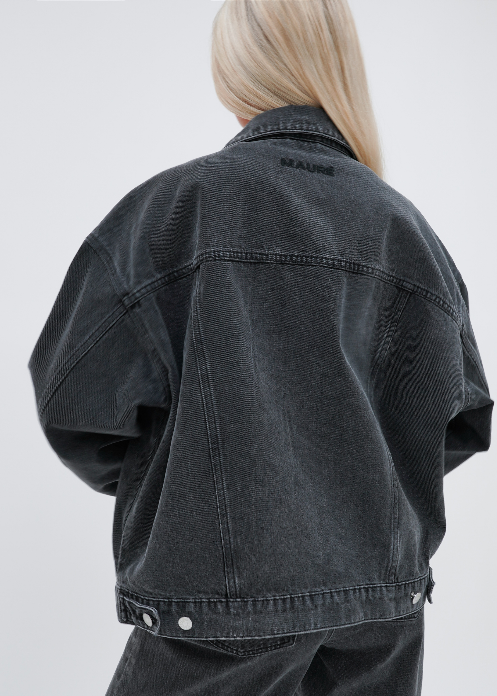 Oversized denim jacket dark washed grey (tall)