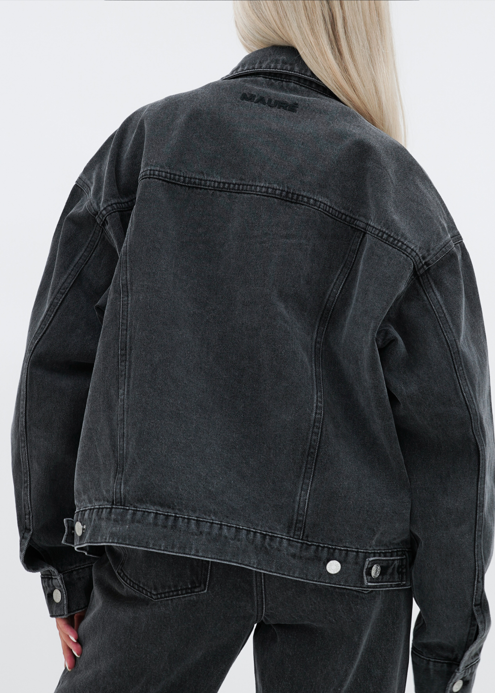 Oversized denim jacket dark washed grey (tall)