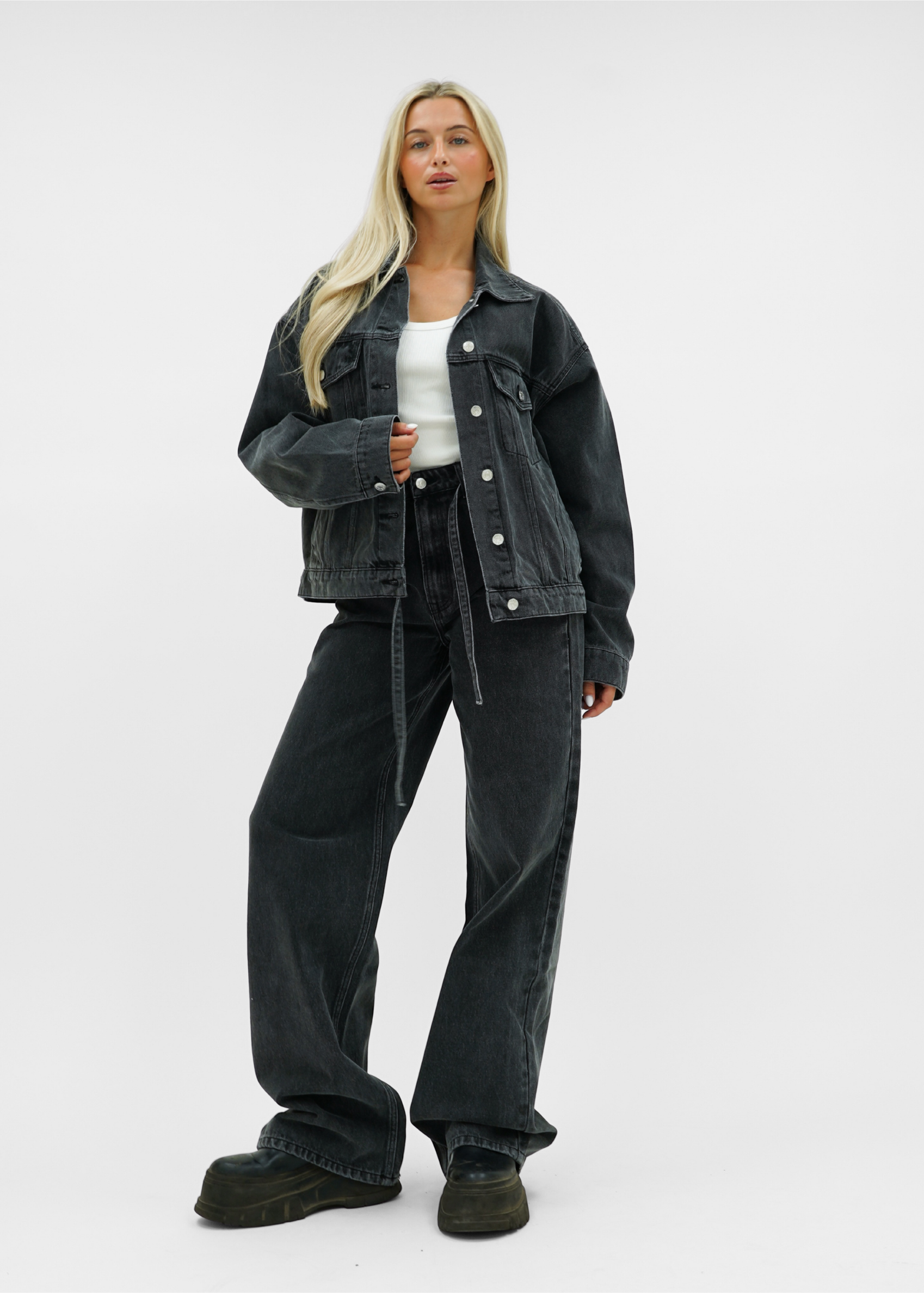 Oversized denim jacket dark washed grey (tall)
