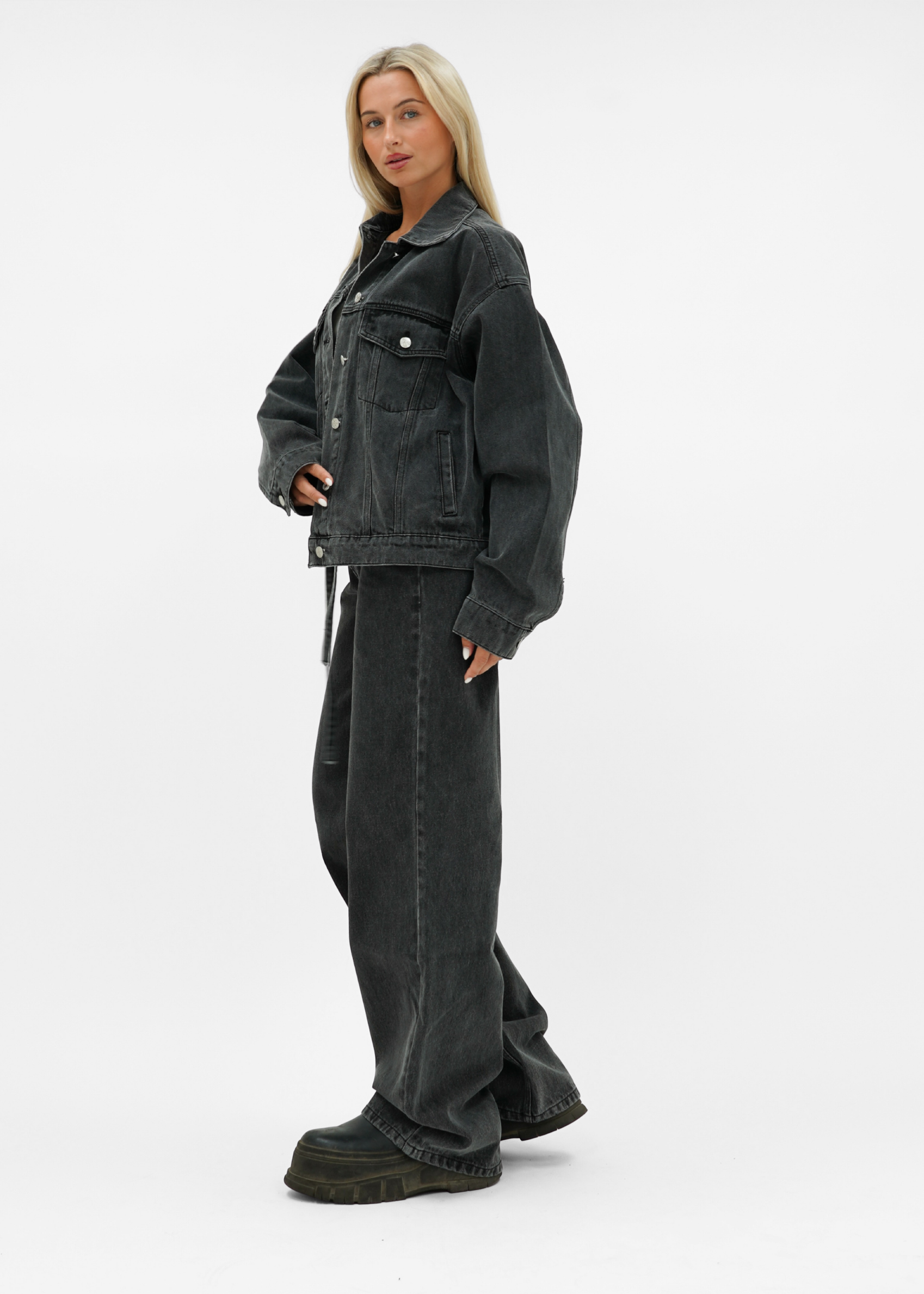 Oversized denim jacket dark washed grey (tall)