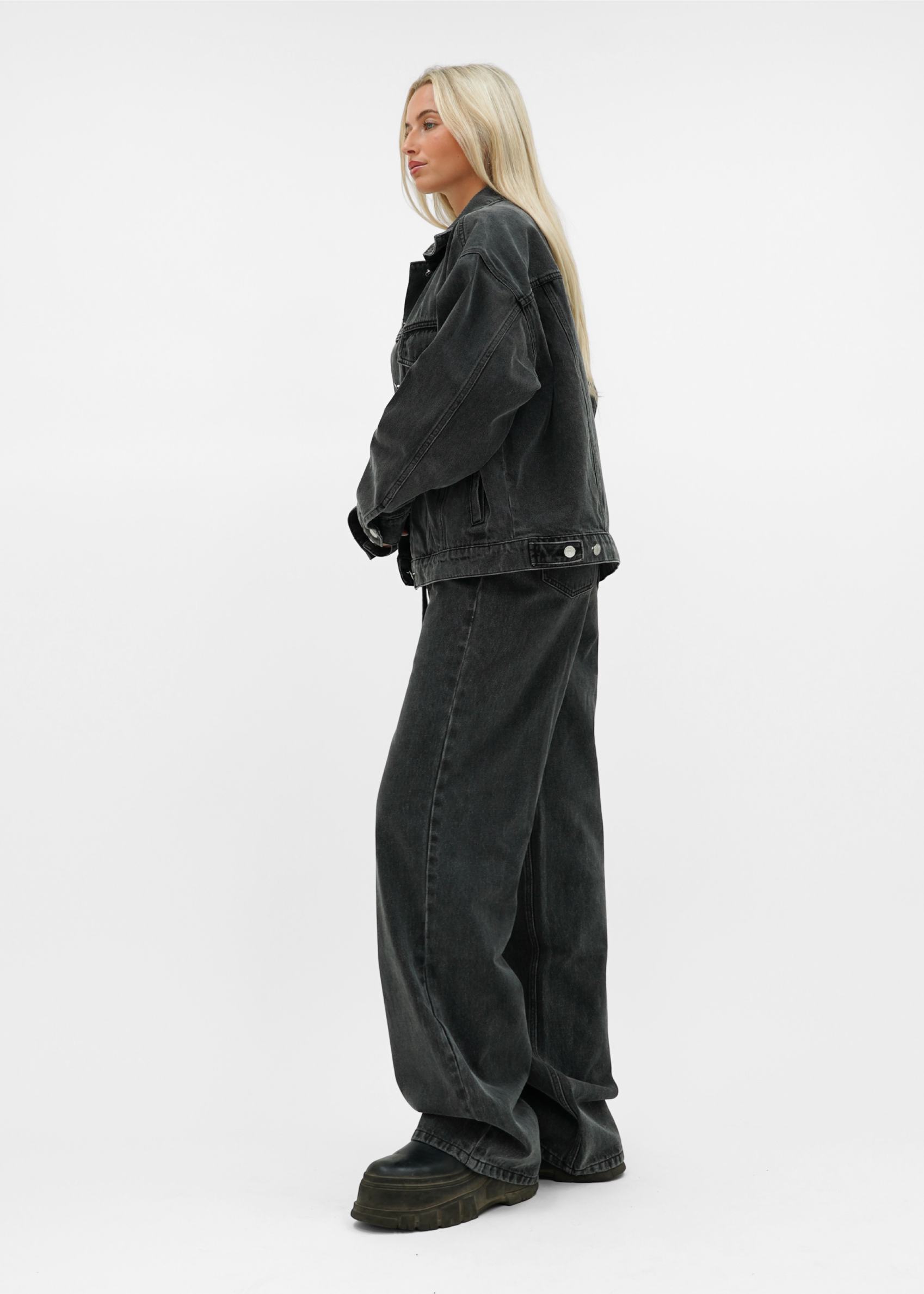 Oversized denim jacket dark washed grey (tall)
