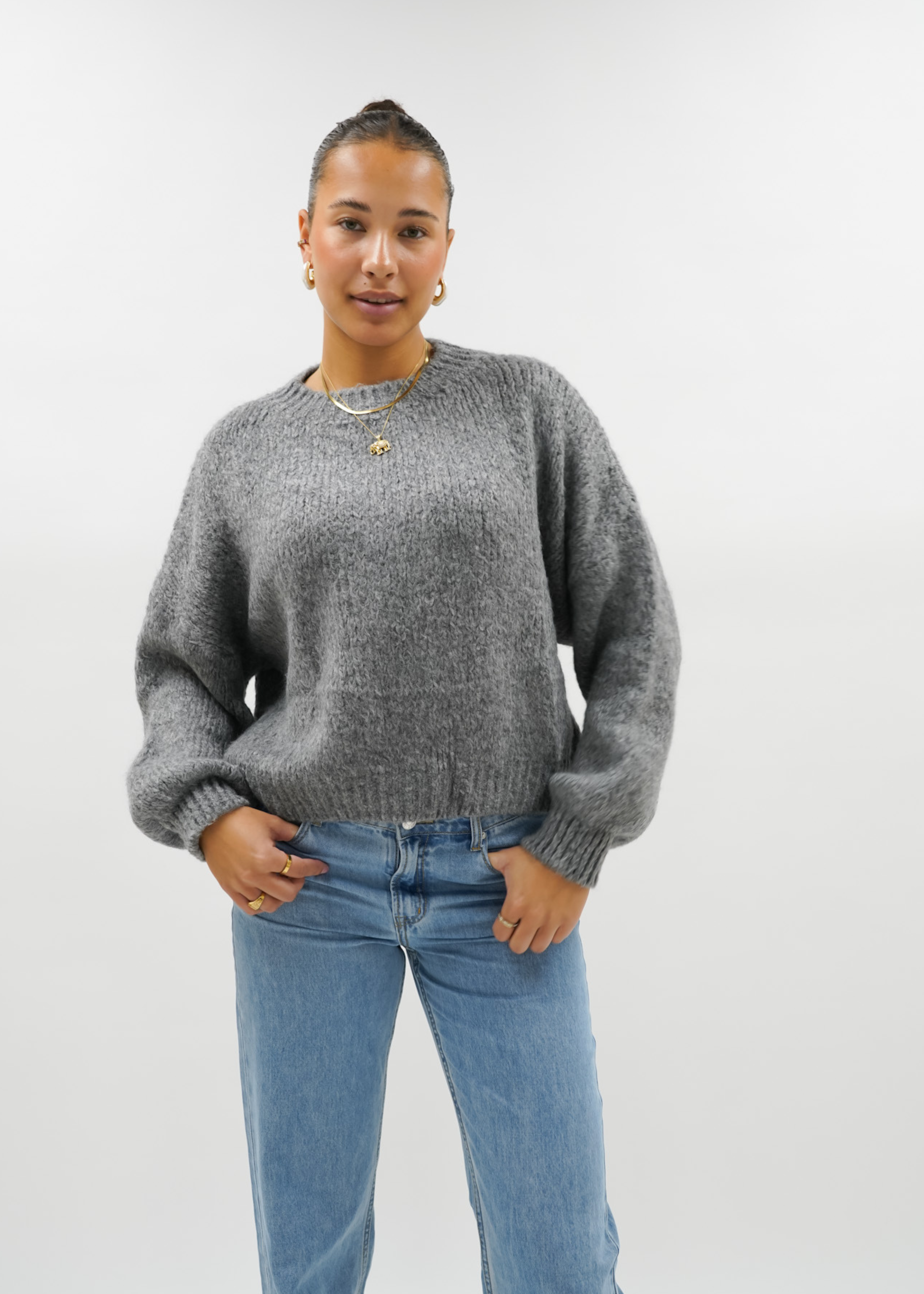Knitted sweater dark grey (tall)