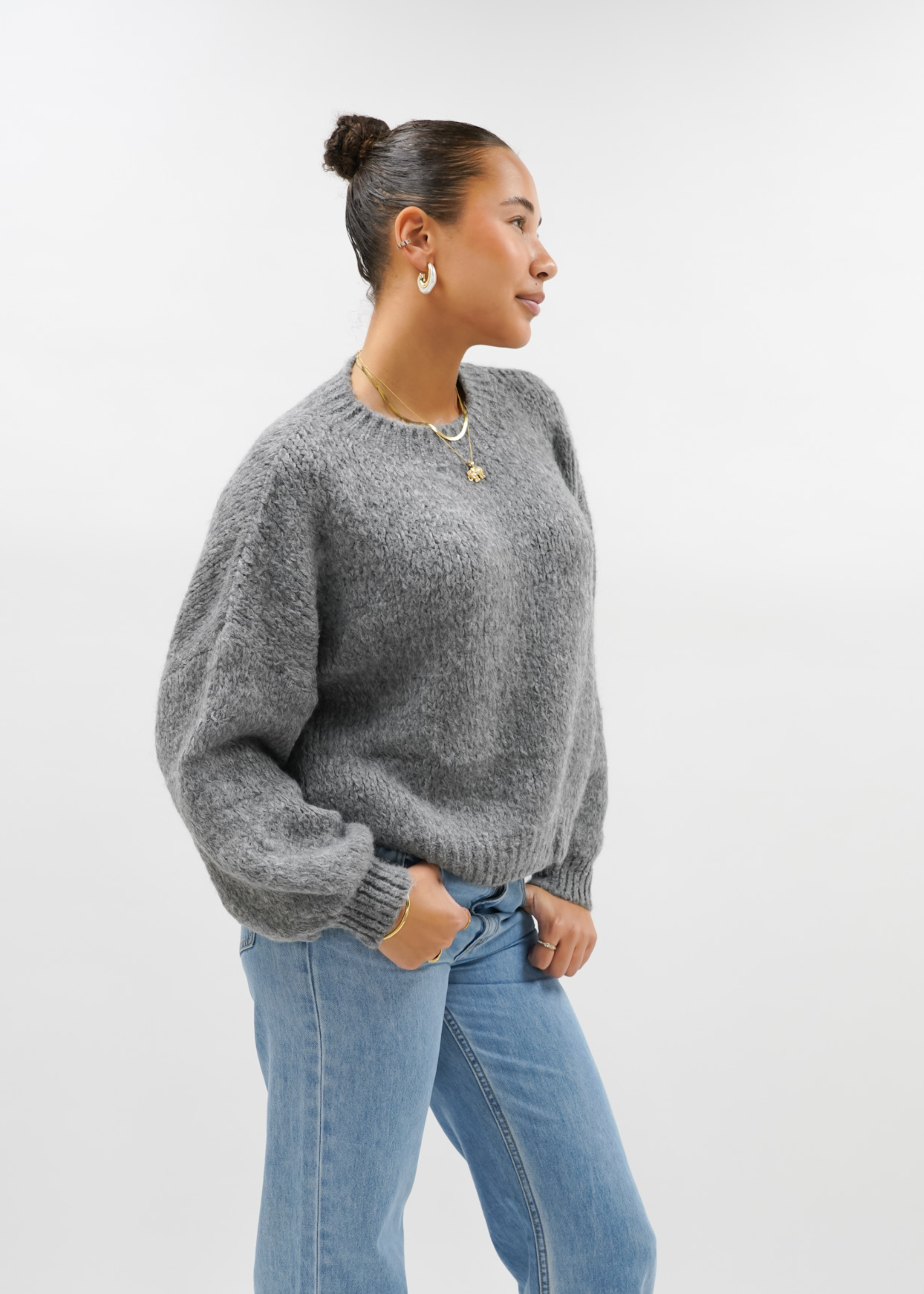 Knitted sweater dark grey (tall)