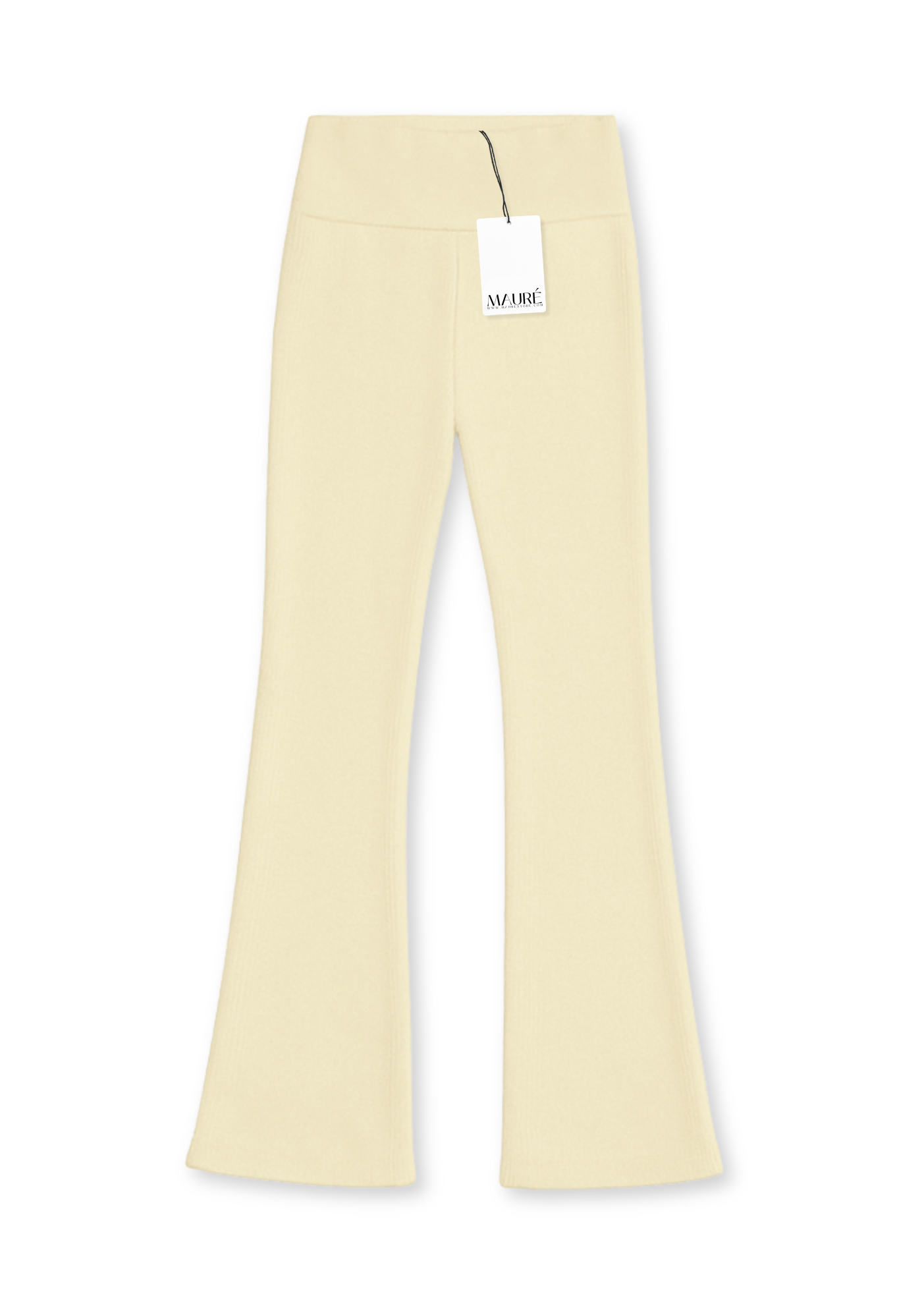 Fold-over flared pants butter (tall)
