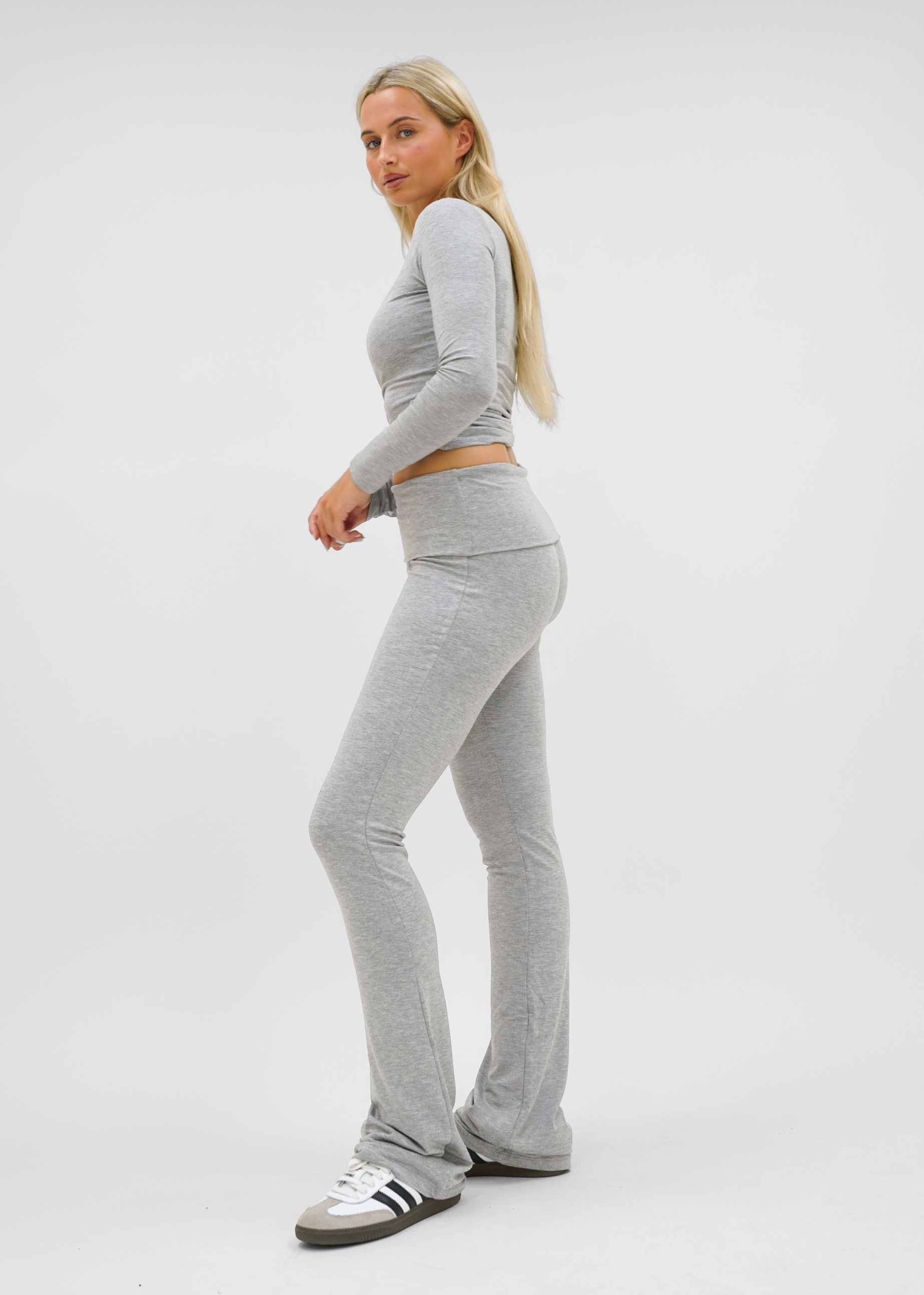 Long sleeve top long light grey melange (tall)
