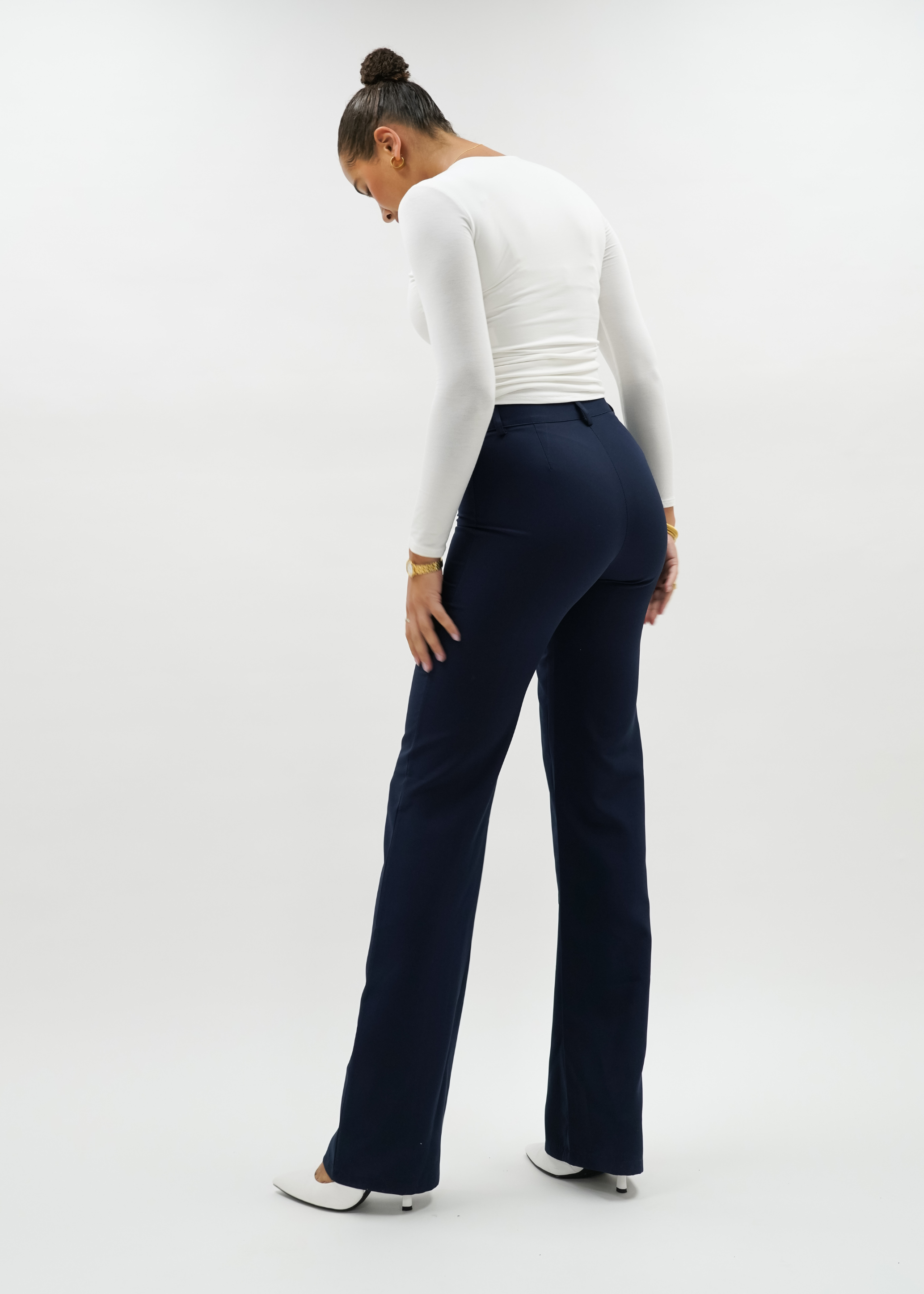 Straight leg pants met pressfold night blue (regular)