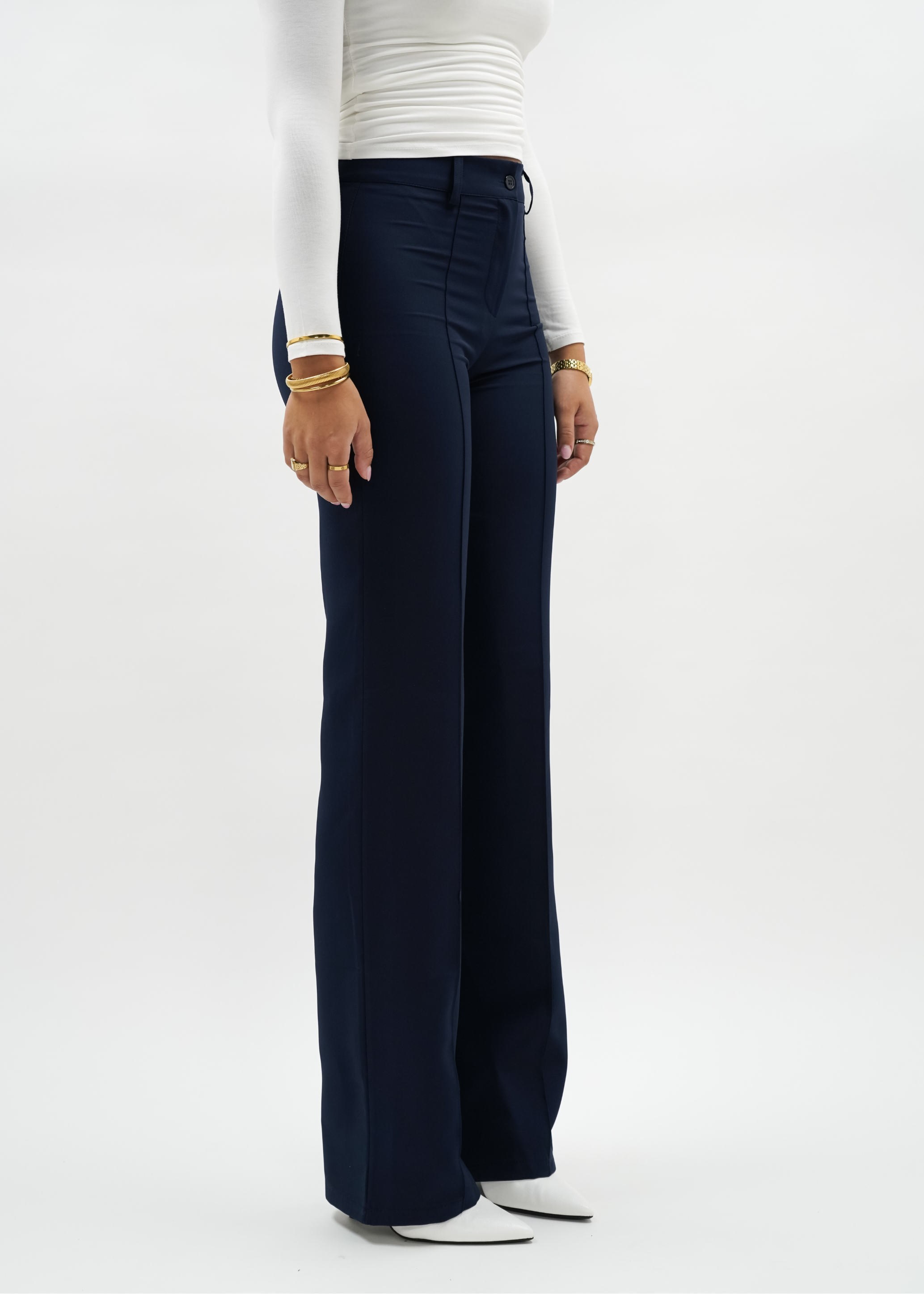 Straight leg pants met pressfold night blue (regular)