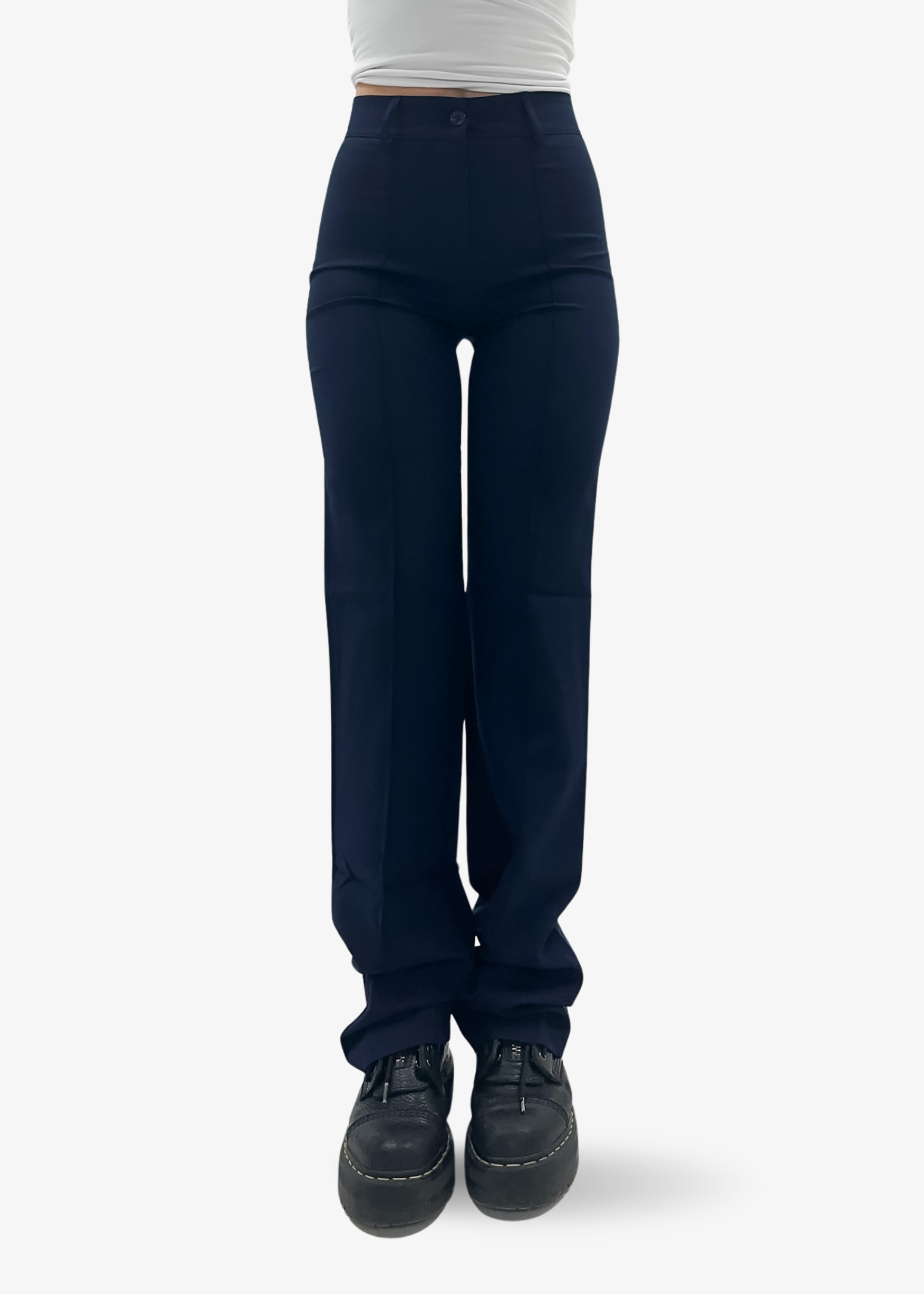 Straight leg pants met pressfold night blue (regular)
