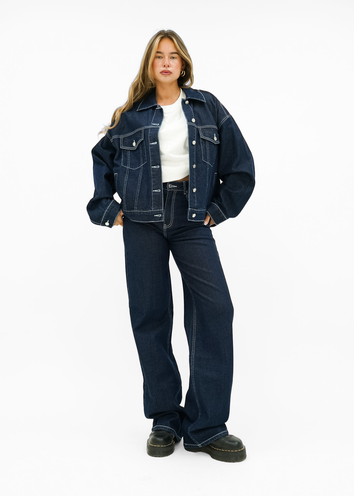 High waist super wide leg jeans dark denim (tall)