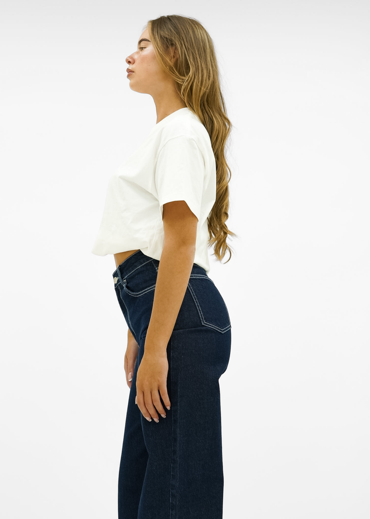 High waist super wide leg jeans dark denim (tall)