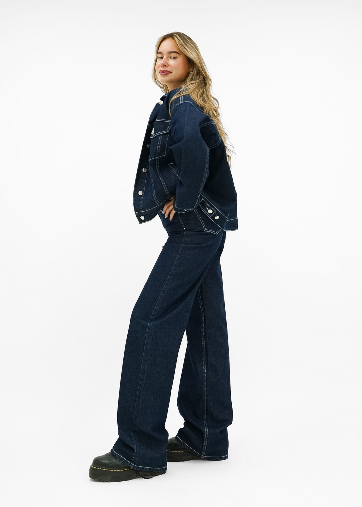 High waist super wide leg jeans dark denim (tall)
