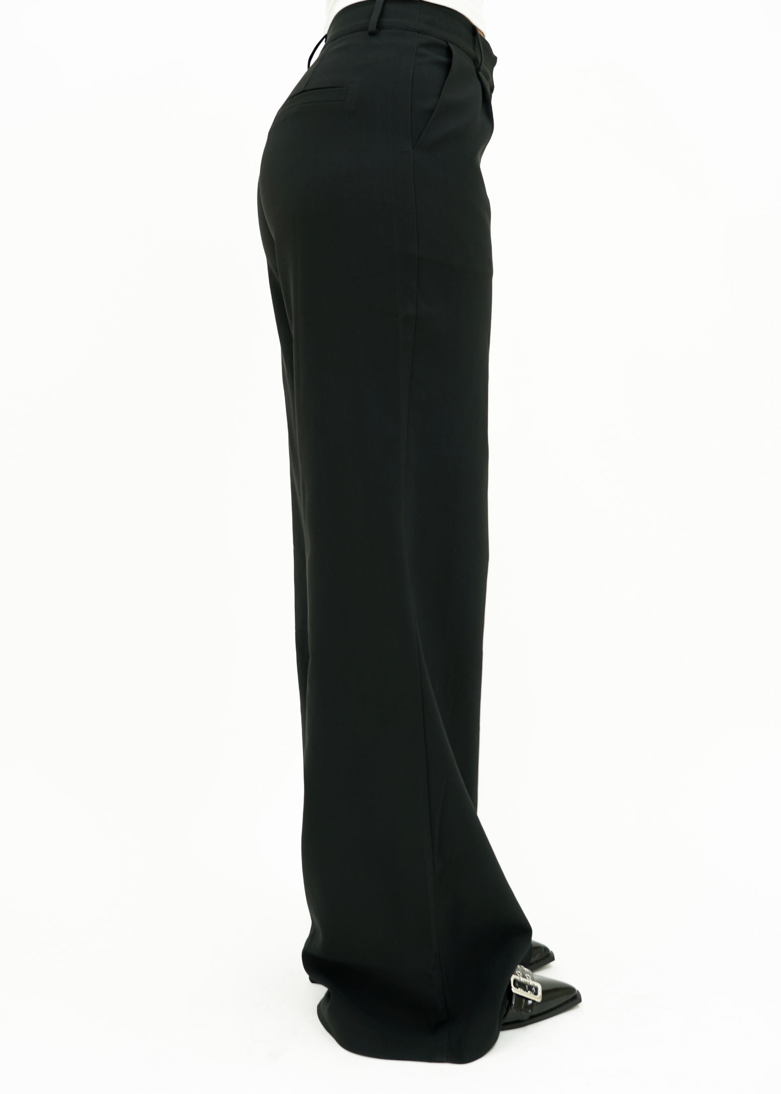 High waist wide leg pants casual black (tall)