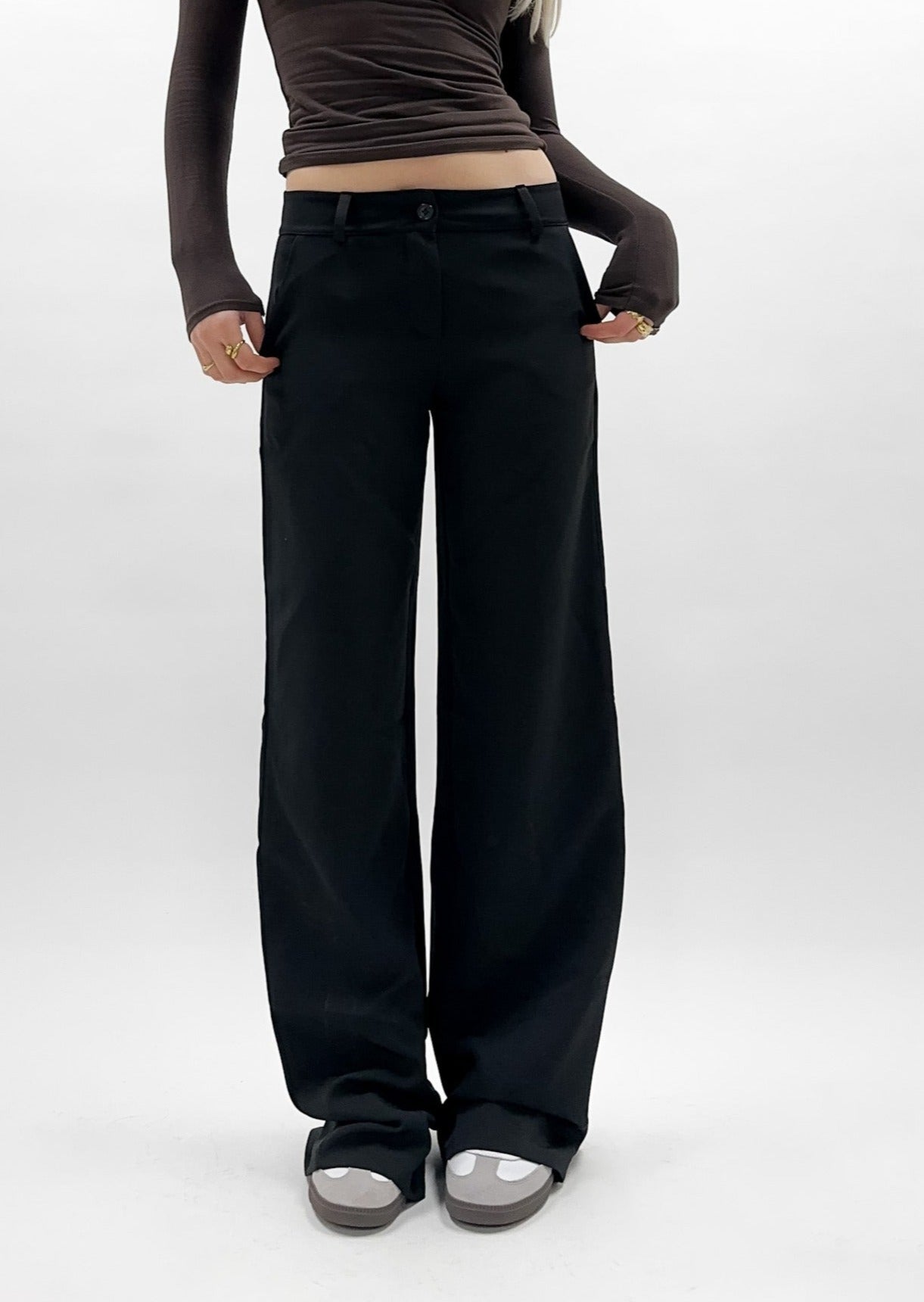 Low/mid waist pants casual black (tall)