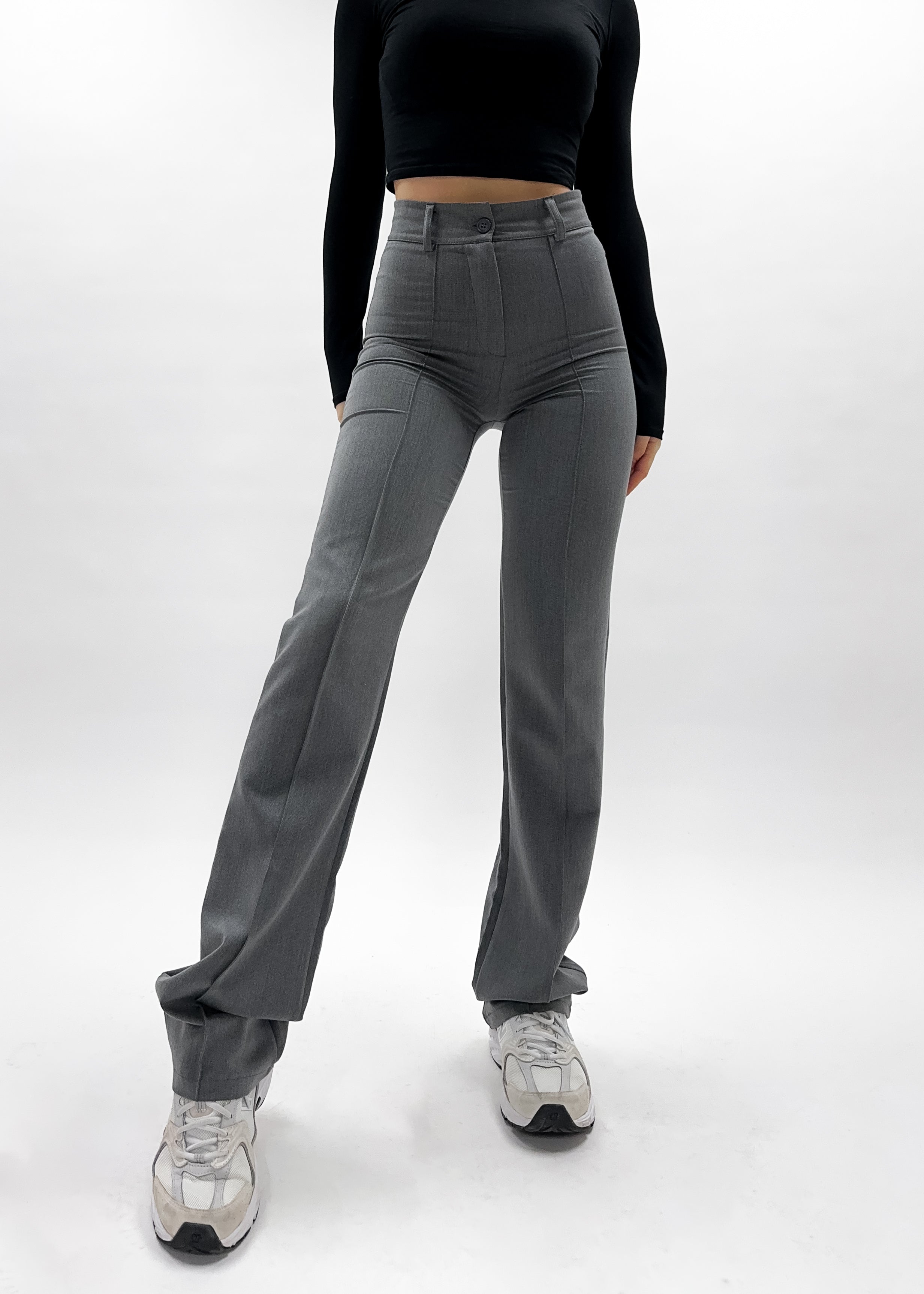 Straight leg pants met pressfold light washed grey (TALL)