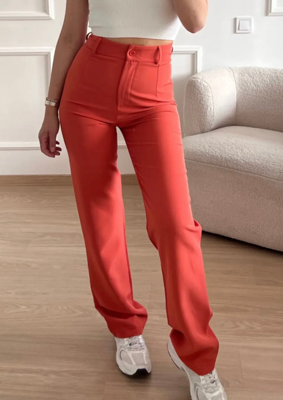 Pantalon jambe droite corail classique (RÉGULIER)