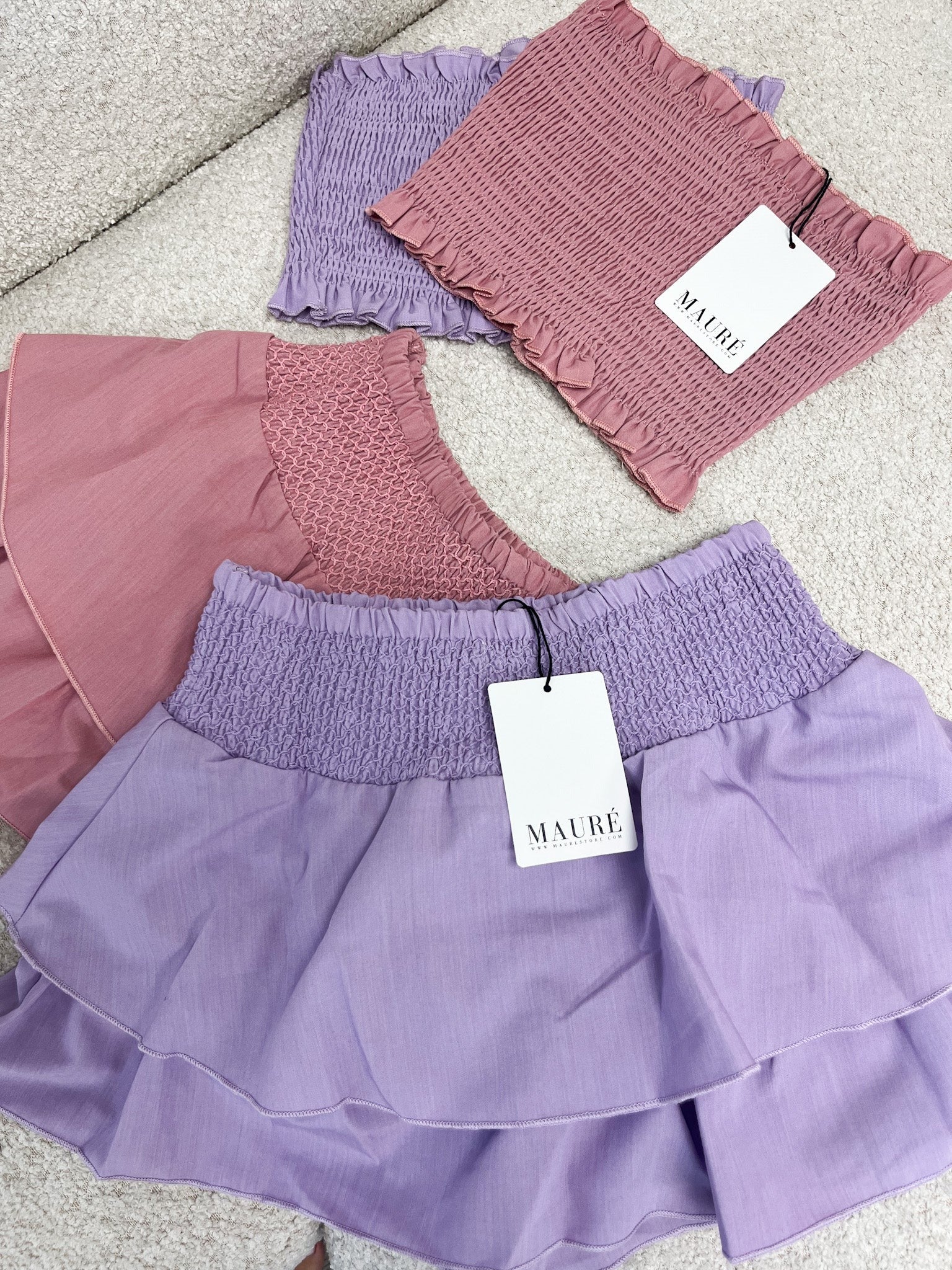 Smocked skort violet