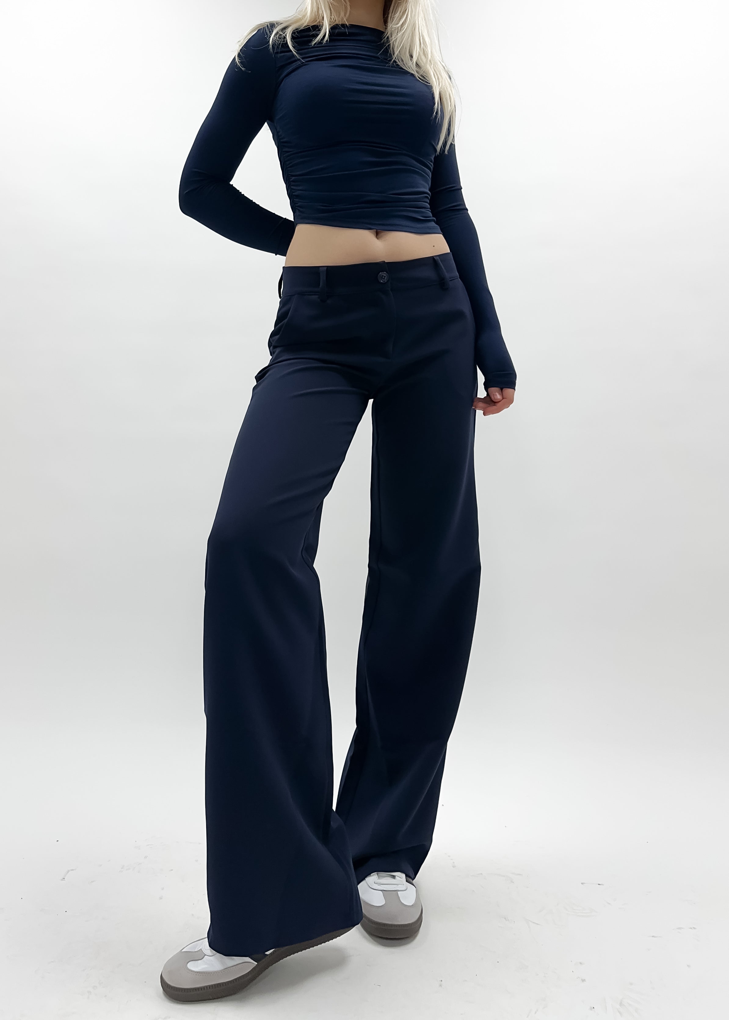 Low/mid waist straight leg pants casual night blue (REGULAR)