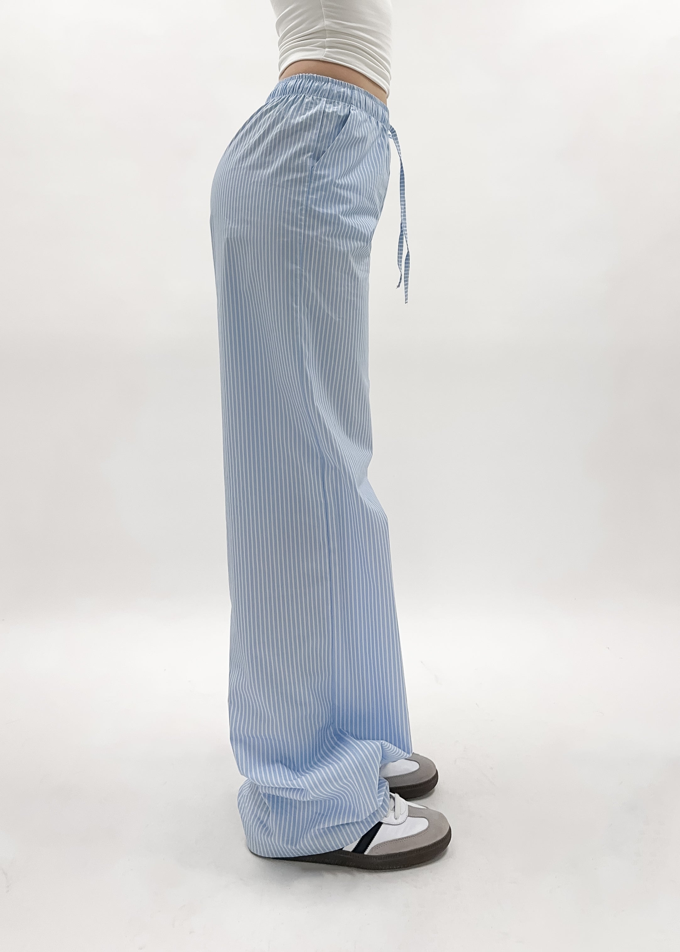 Cotton pants striped (TALL) blue/white