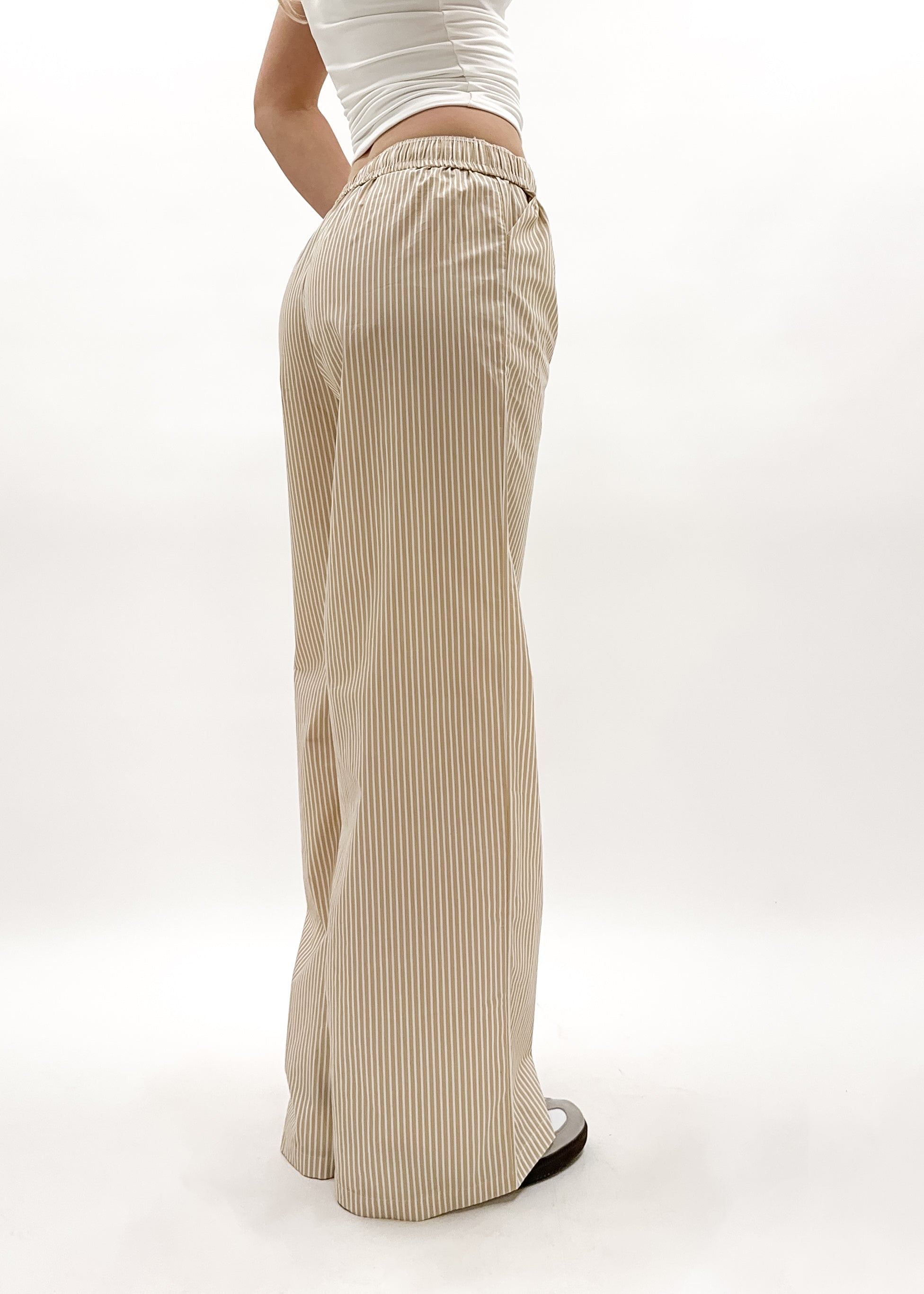 Cotton pants striped (tall) beige/white