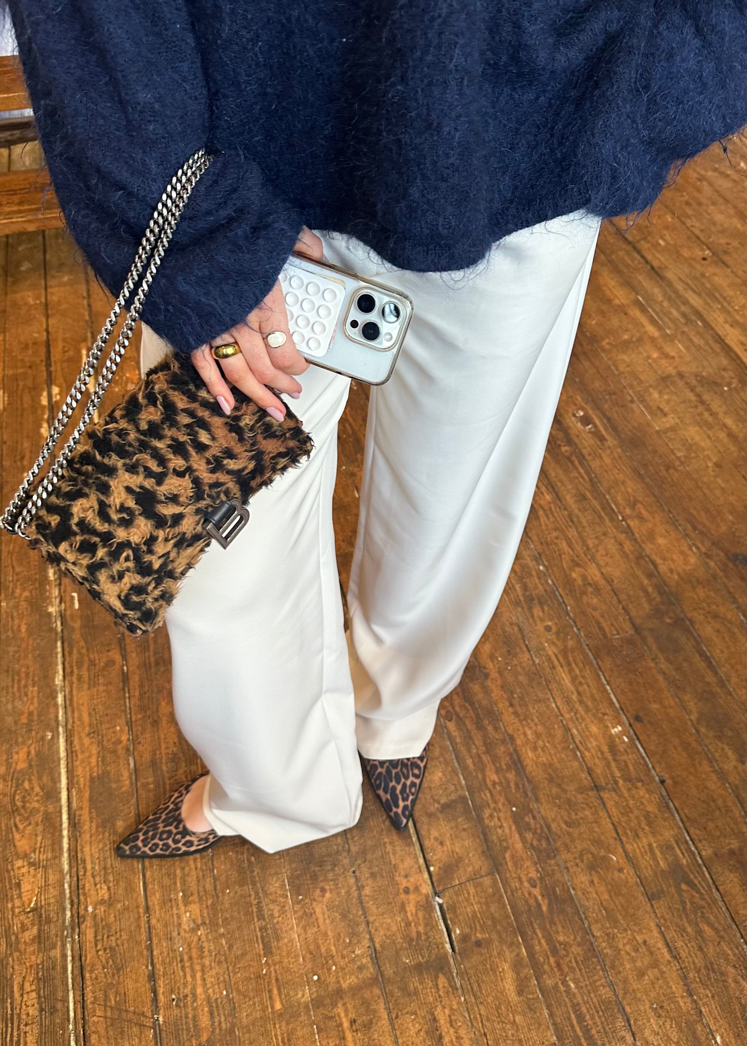 Low/mid waist pants casual crème (tall)